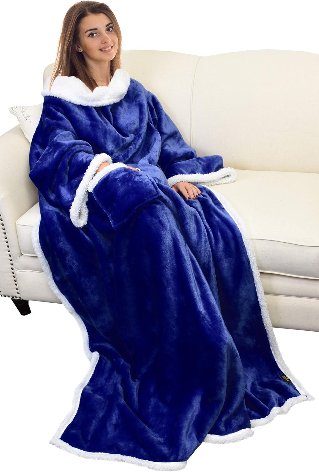 Catalonia Sherpa Wearable Blanket with Sleeves Arms, Comfy Sleeved TV Wrap Blank...