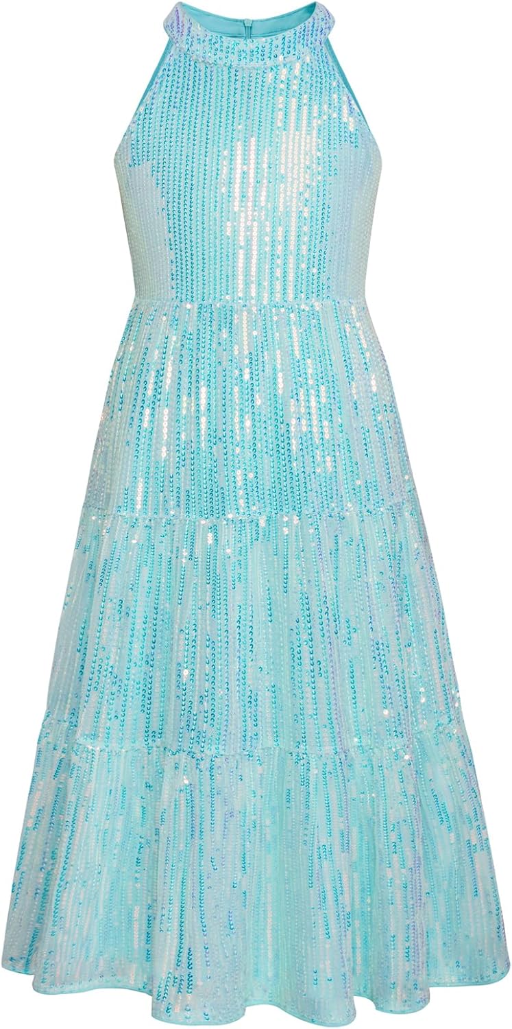 GRACE KARIN Girls Sequin Dress Formal Party Elegant Fancy Girls Maxi Long Dress...
