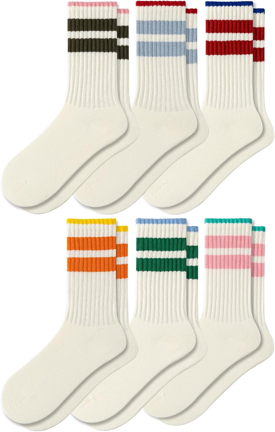 Fun Novelty Socks For Women Striped Retro Crew Socks Sporty Calf Socks Casual Co...