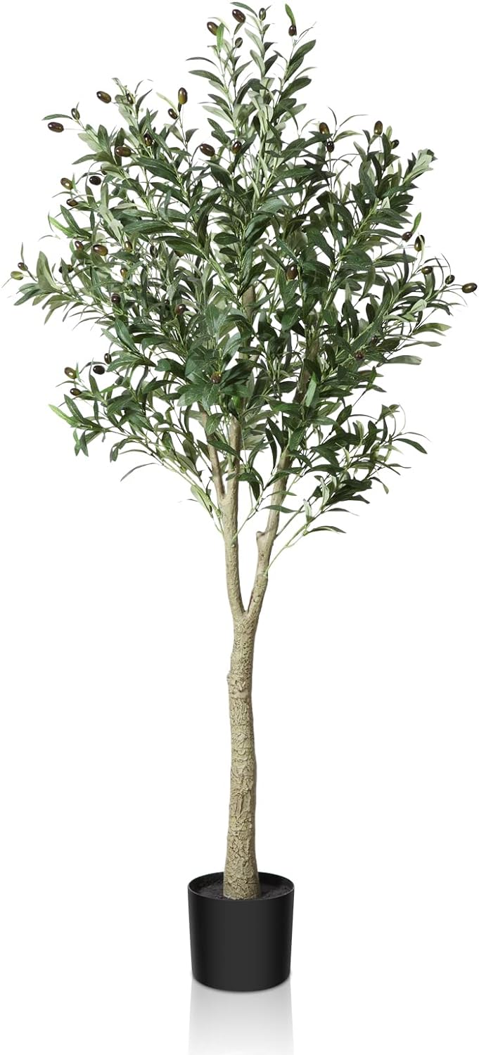 CROSOFMI Artificial Olive Tree 150cm Big tall Fake Plants, Artificial Olive Silk...