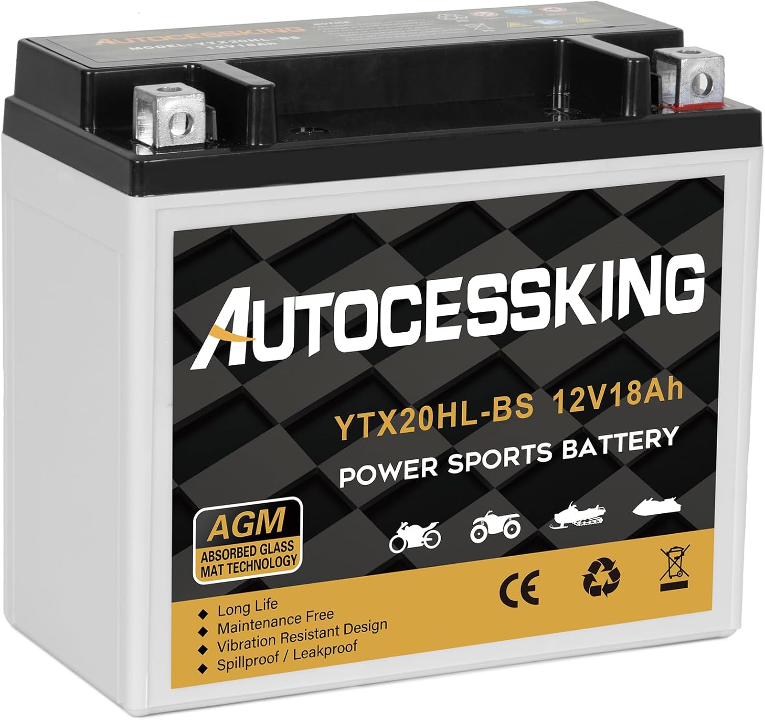 YTX20HL-BS Motorcycle Battery, 12V 18AH Rechargeable Maintenance Free Sealed AGM...