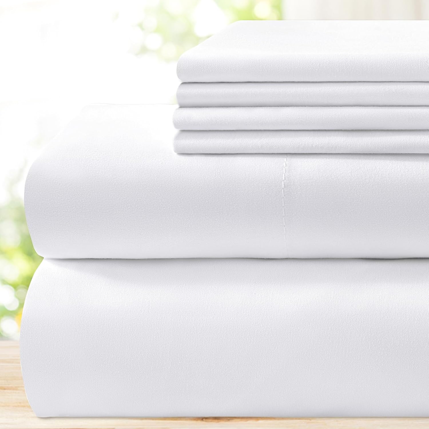 BYSURE Hotel Luxury Bed Sheets Set 6 Piece(King, White) - Super Soft 1800 Thread...