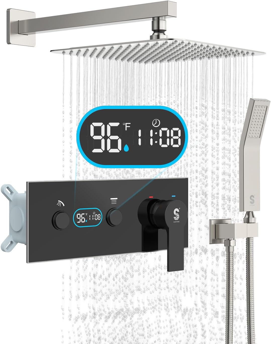 LED Digital Display Shower System - SR SUNRISE 12 Inch High Pressure Shower Head...