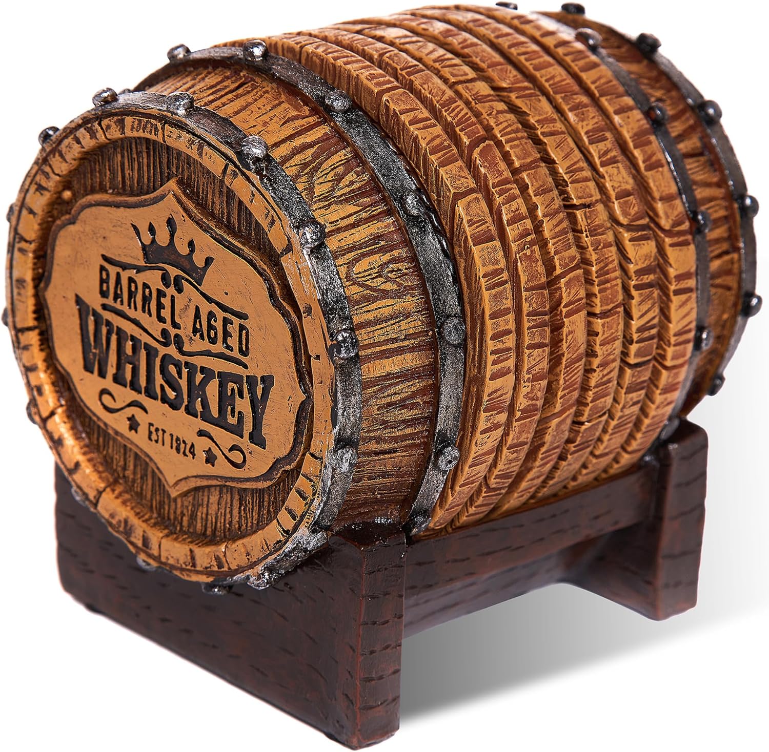 Whiskey Barrel Coaster Set – Handcrafted Whiskey Barrel Decor for Whiskey Lovers...