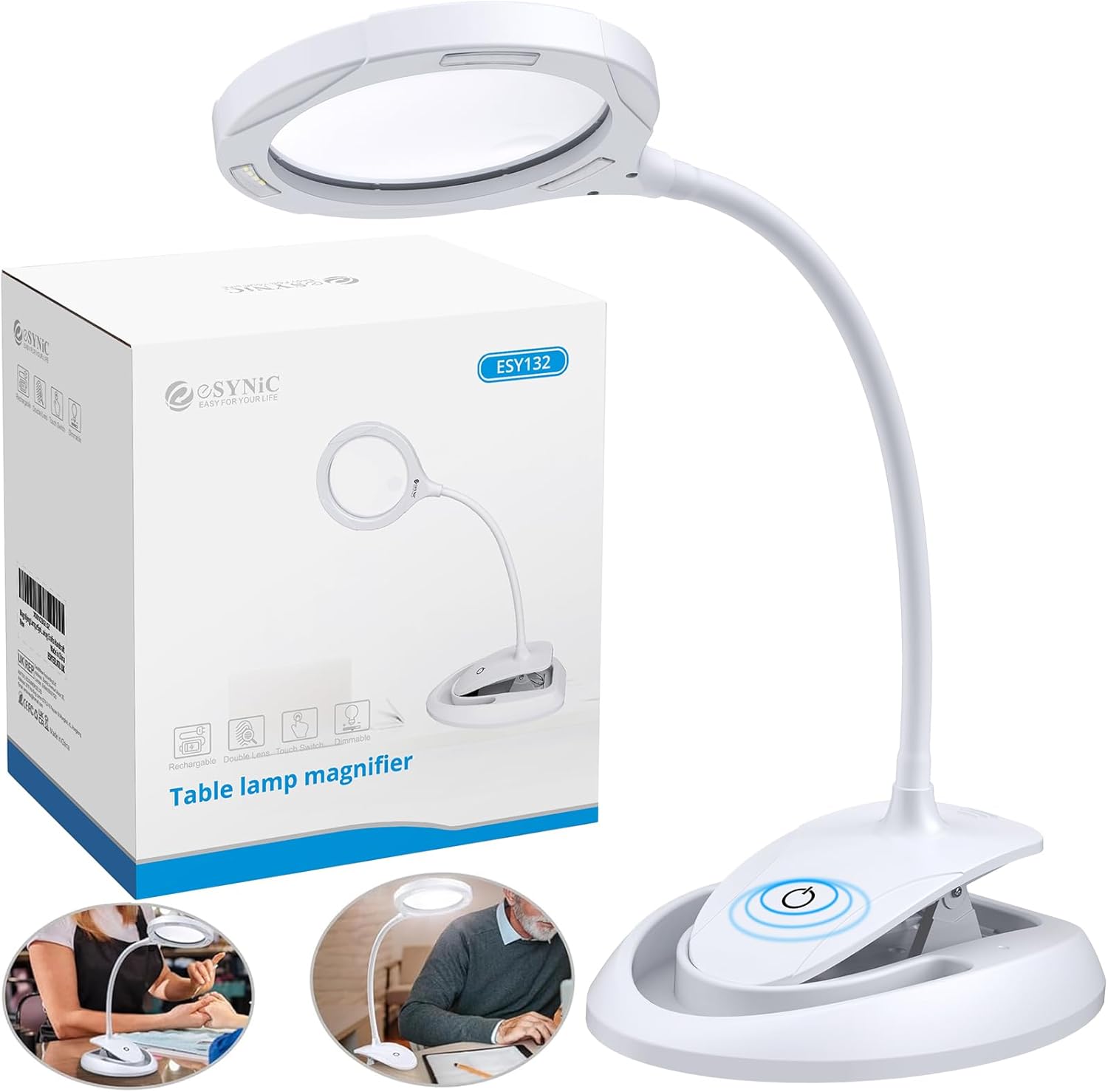 eSynic Magnifying Lamp Popular 5X 10x Magnifying Glass with Light Hand Free Magn...