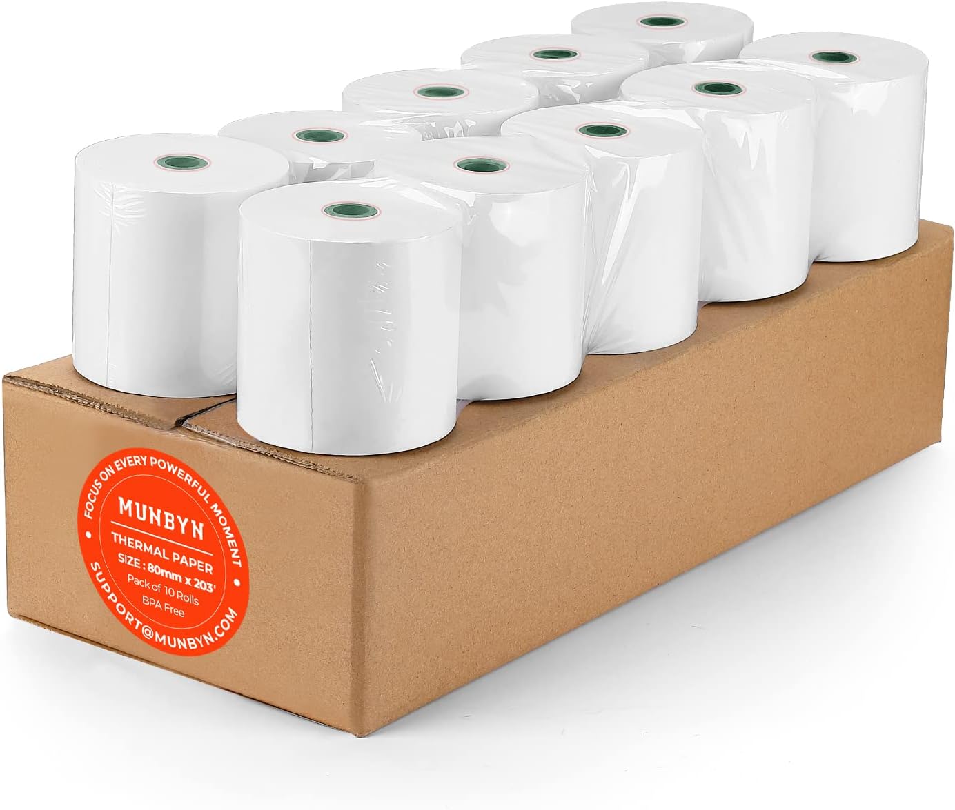 MUNBYN Thermal Paper 3 1/8 x 230ft, 10 Rolls Receipt Paper Work for Star Microni...