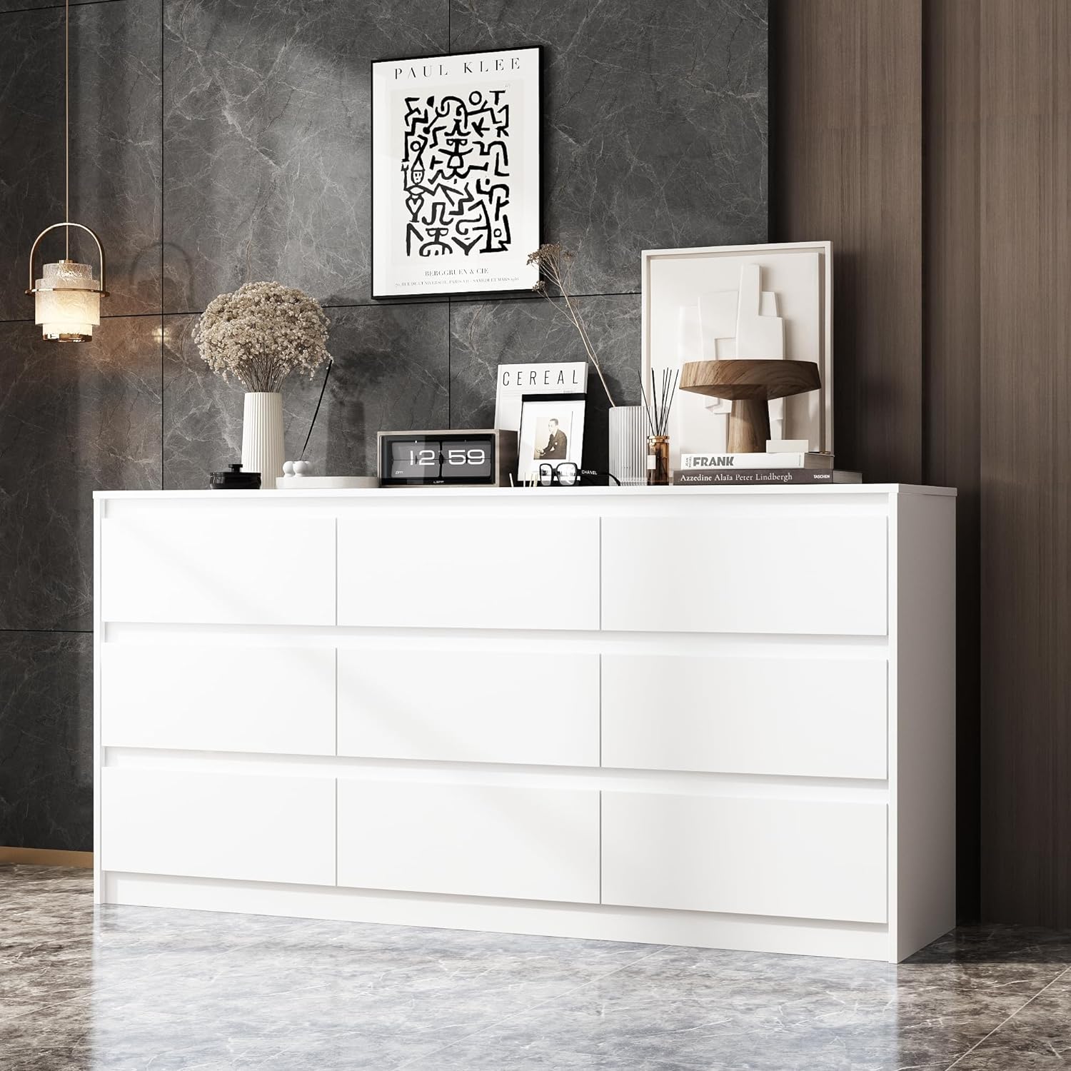 Hitow 9 White Drawer Dressers, Modern Large Dresser for Bedroom Organize, Wooden...