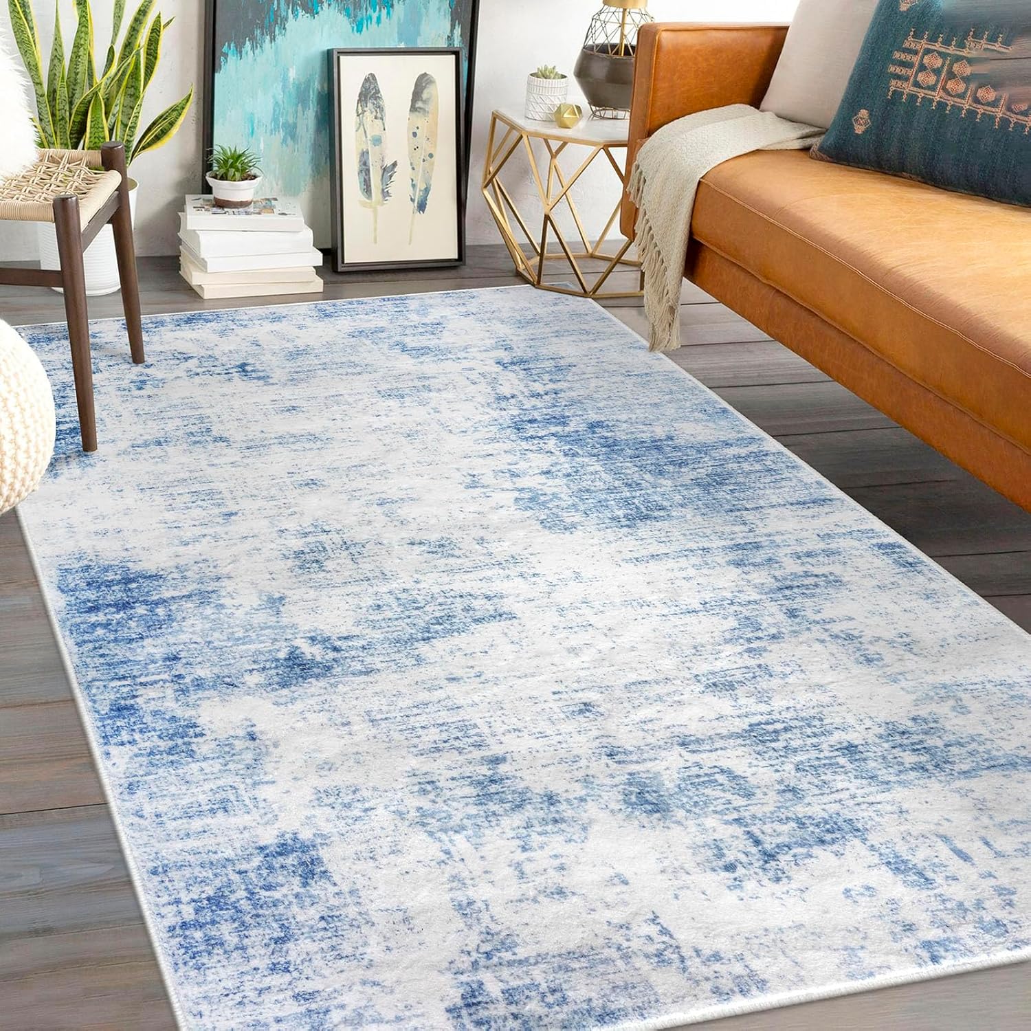IOHOUZE Abstract Area Rugs 5x7 Ft Washable Rugs for Living Room, Non Slip Dining...