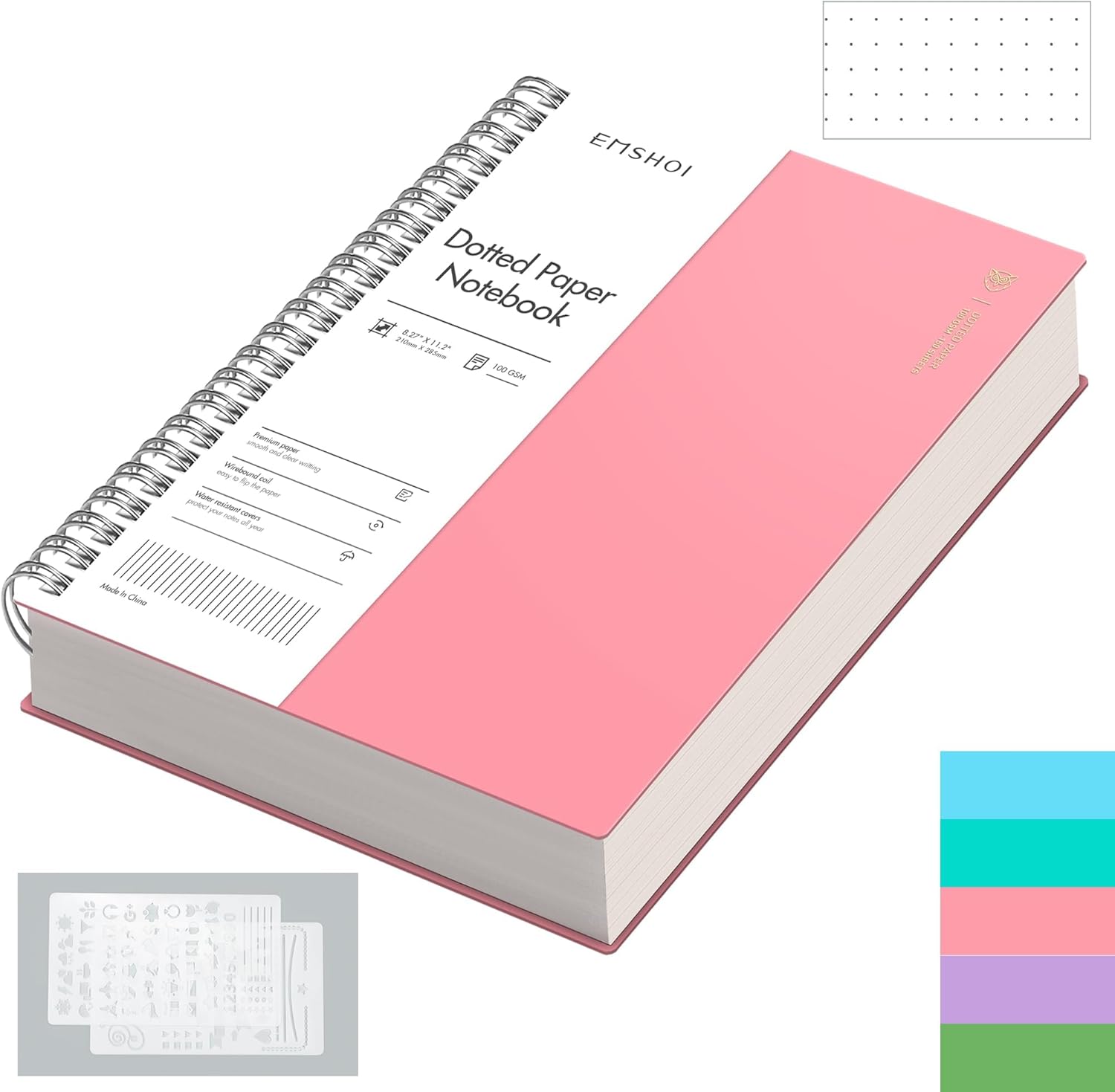 EMSHOI A4 Notebook Bullet Dotted Journal - 300 Pages Wirebound Spiral Notepad, 1...