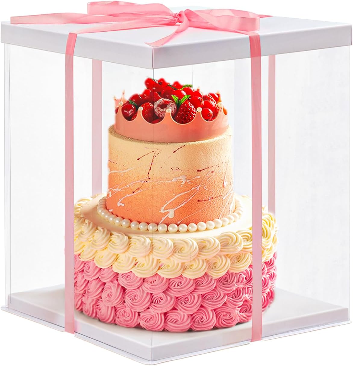 Warmiehomy Clear Cake Box, 26x26x32CM for 8 Inch Tall Cake Box, Transparent Cake...
