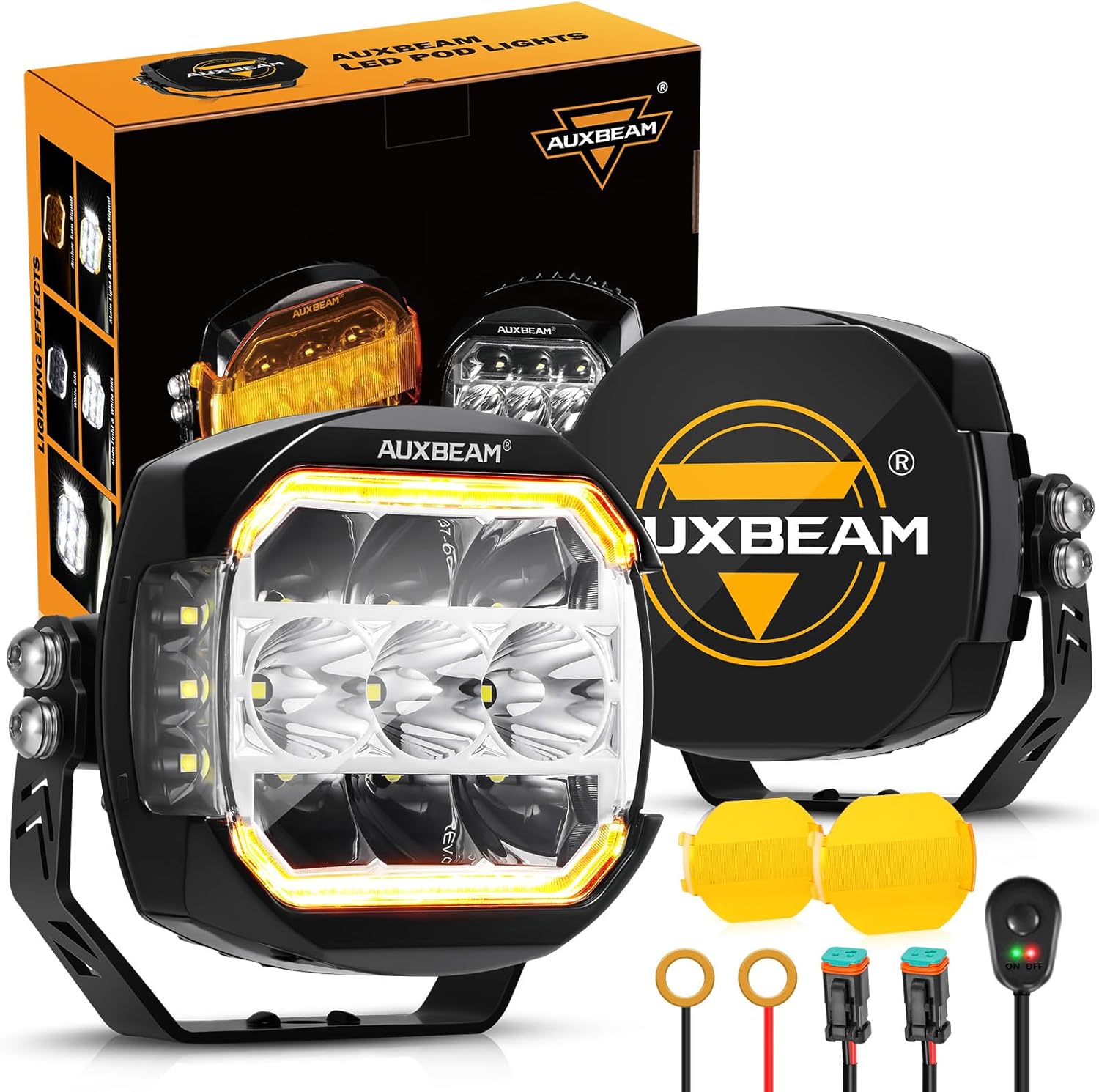 Auxbeam XP-Ultra Series 5 Inch LED Pod Lights, 174W 20400LM 270° Side Shooter Li...