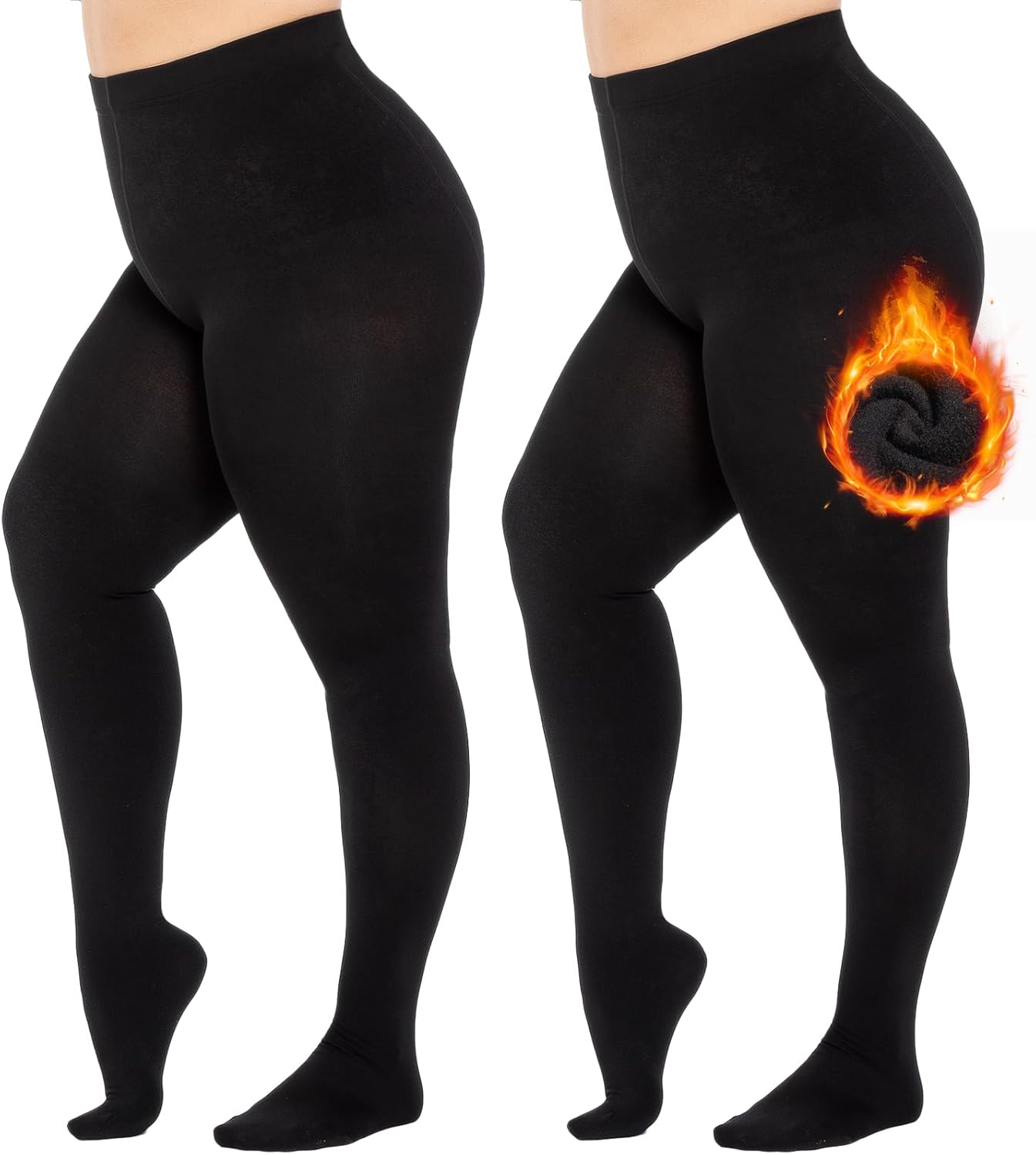 MANZI Fleece Lined Tights Women Plus Size Winter Thicker Thermal Tights 3XL-4XL...