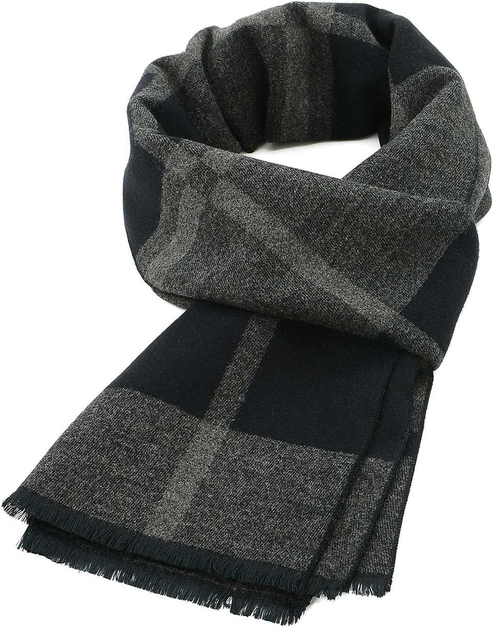 American Trends Mens Winter Warm Long Soft Scarf Plaid Tassel Scarf for Men Soft...