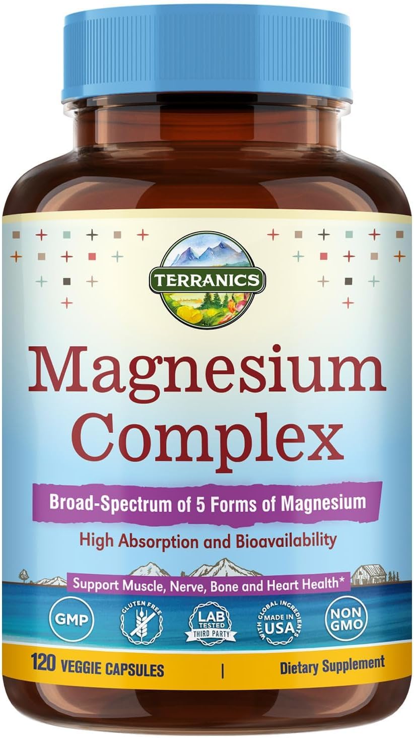 Terranics 5-in-1 Magnesium Complex Supplement 500mg - 5 Forms High Absorption Ma...