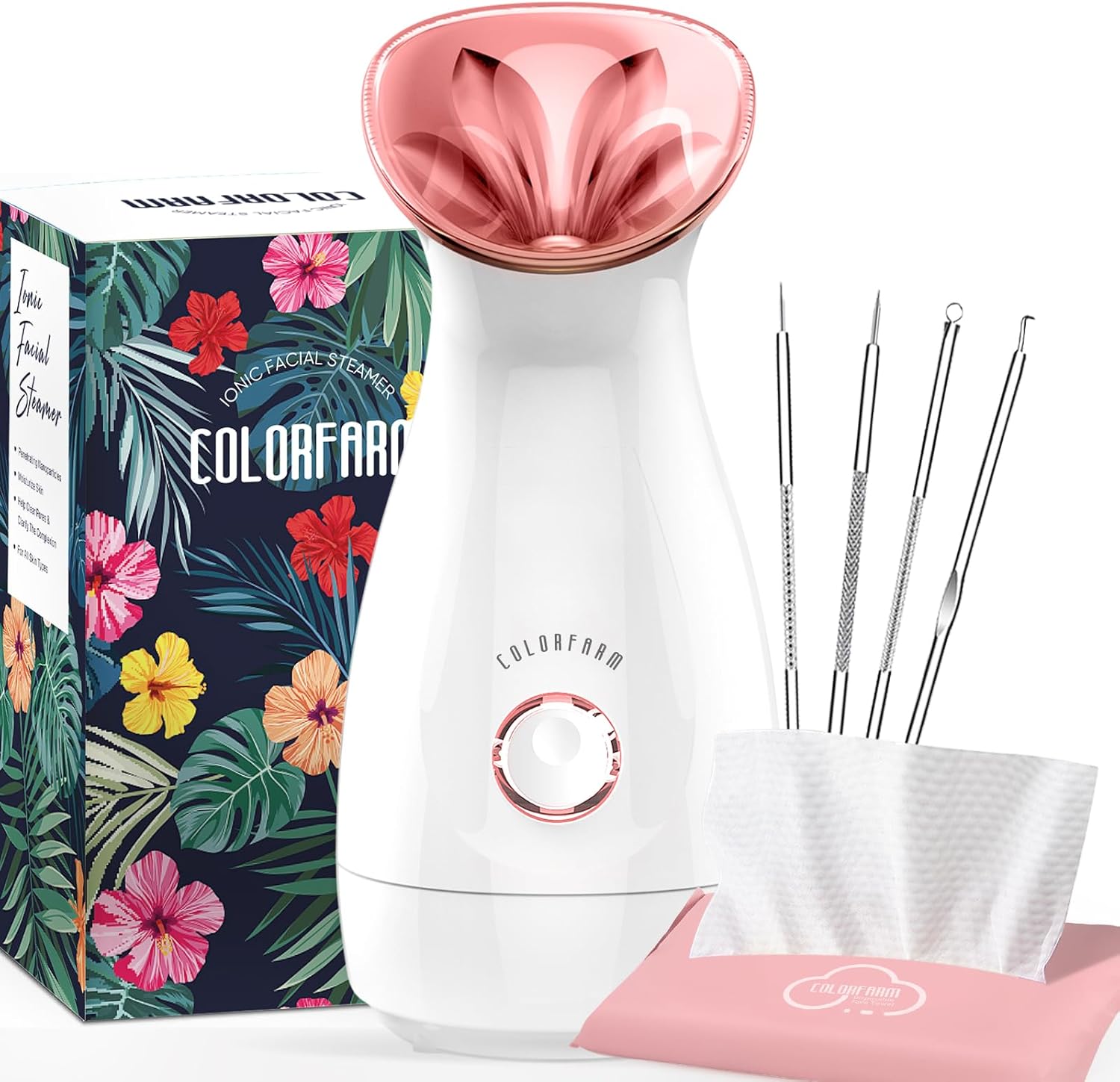 Colorfarm Facial Steamer Nano Ionic: Face Steamer Deep Cleaning Unclogs Pores -...