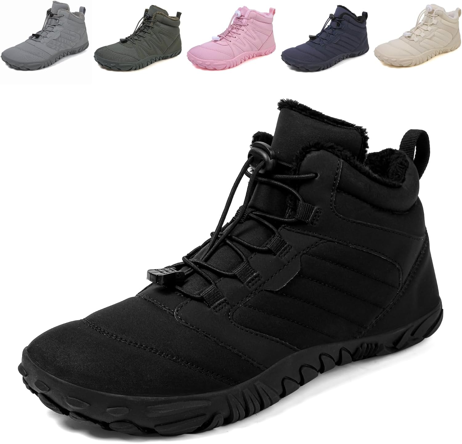 Fadezar Barefoot Boots Men Women Waterproof Snow Walking Boot Warm Fur Lining Ba...