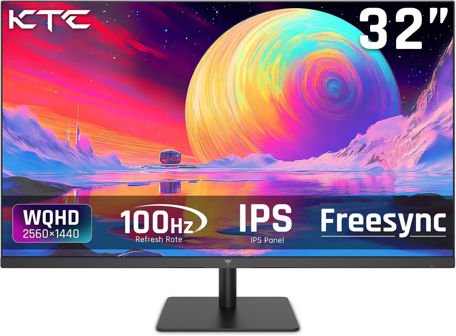 KTC 32 Inch 2K Computer Monitor, IPS 1440p Monitor with Ultra-Thin Bezels, HDR10...
