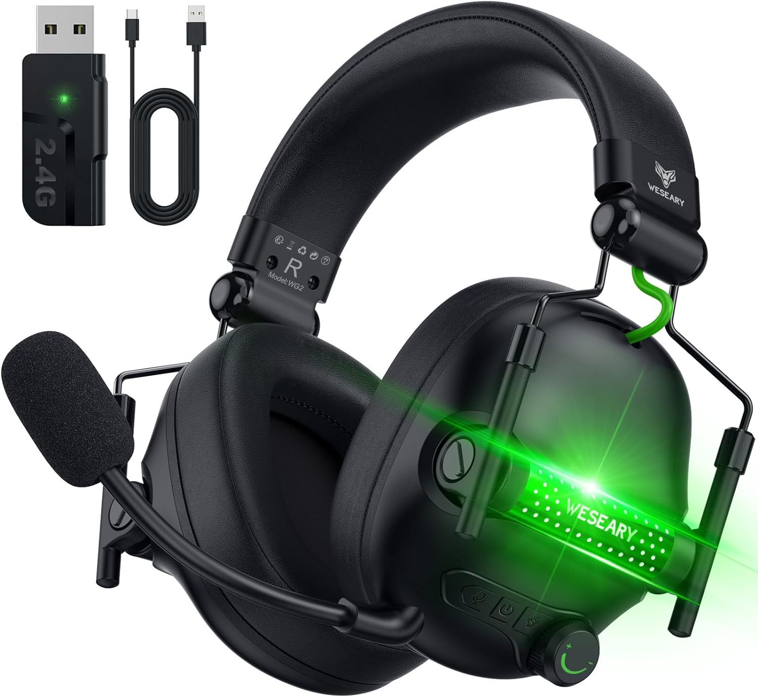 WESEARY 2.4G Wireless Gaming Headset for PS5, PS4, PC & Switch - 7.1 Surround So...
