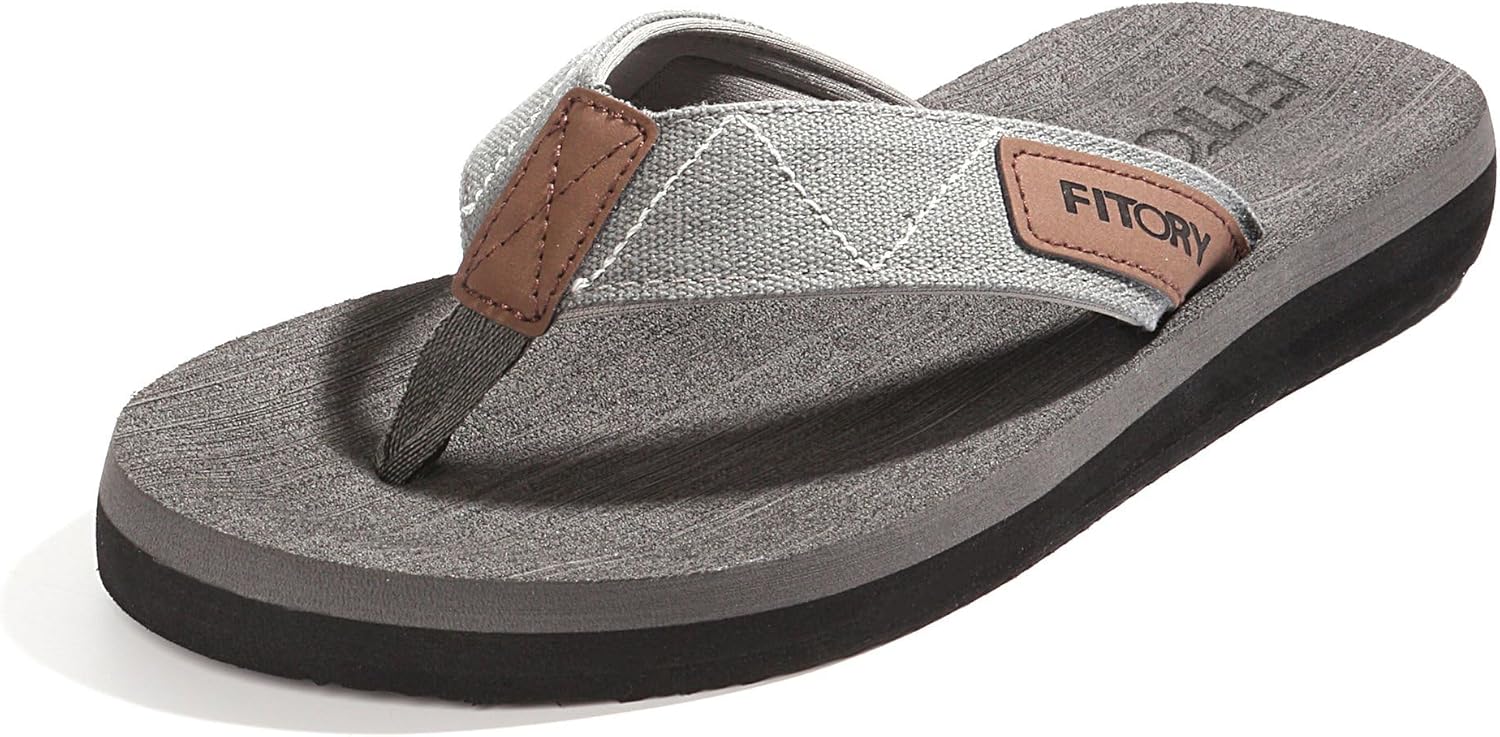 FITORY Men's Flip-Flops, Thongs Sandals Comfort Slippers for Beach Size 6-15 9 G...