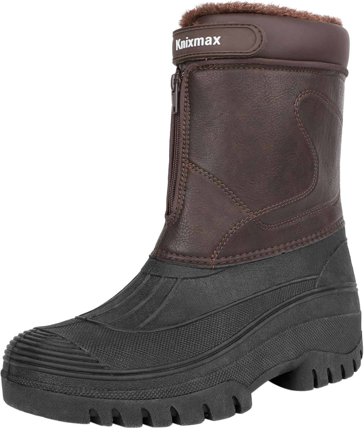Knixmax Outdoor Winter Boots Men Warm Lined Snow Boots Winter Shoes with Waterpr...