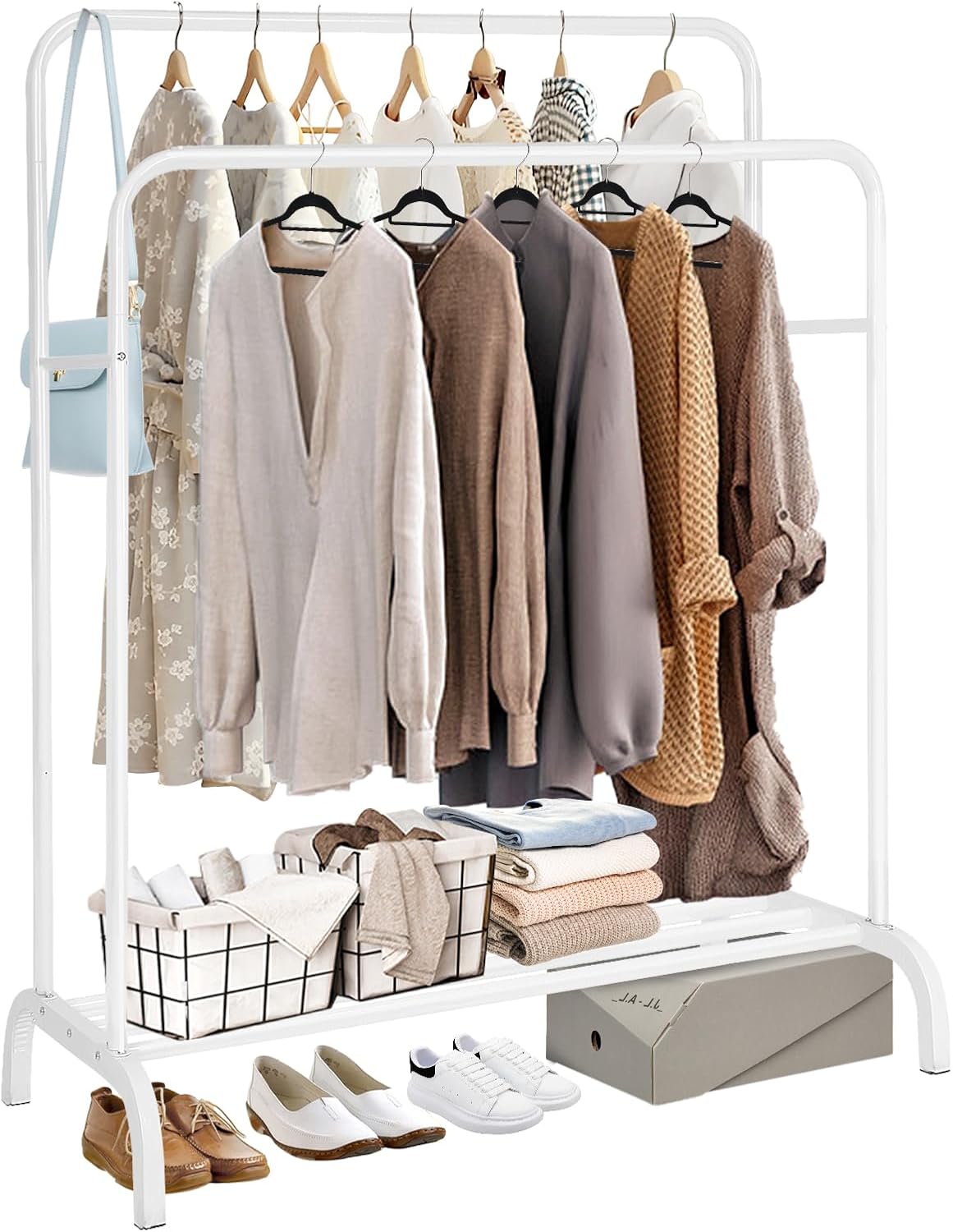 Holdfiturn Double Clothes Rail, Multifunctional Clothing Rail for Bedroom, 110 *...