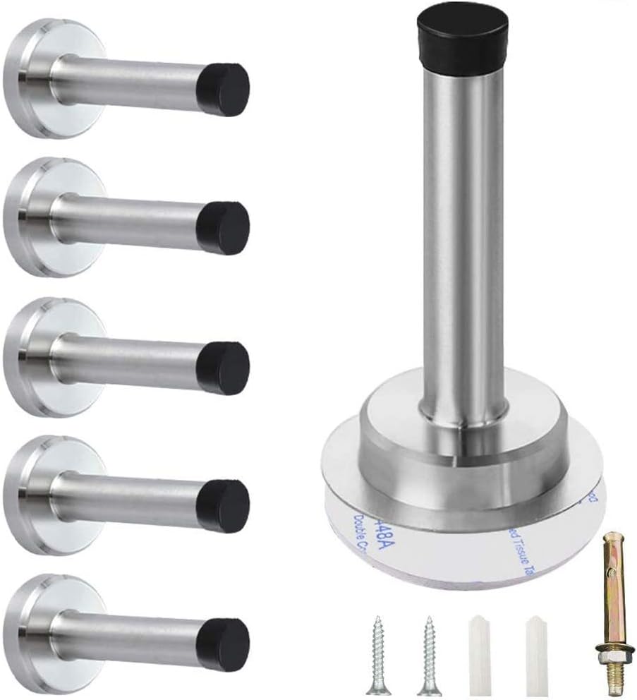 6 Pack Wall Mounted Door Stoppers for Skirtings Chrome Door Stops Indoors Door S...