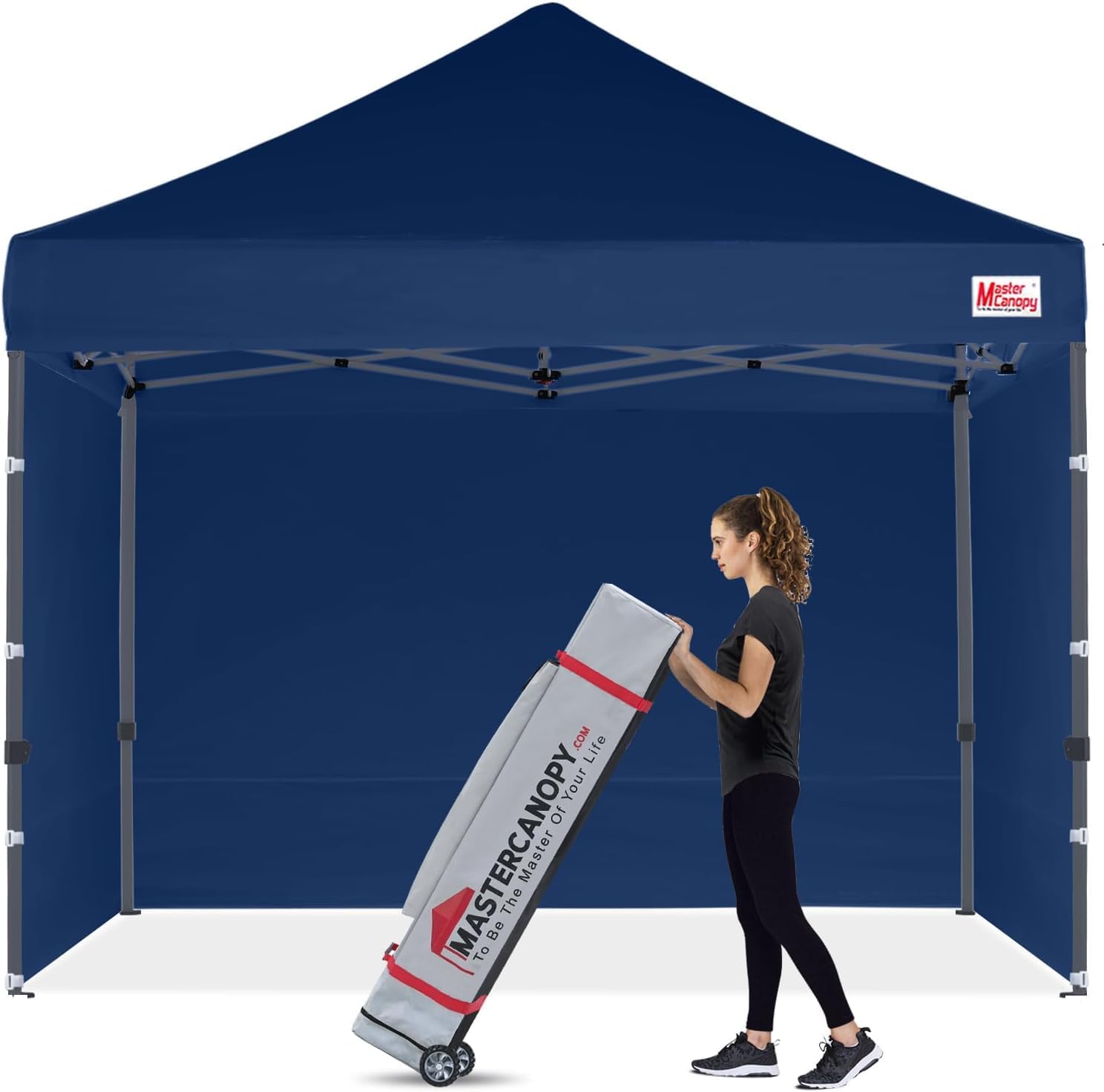 MASTERCANOPY Heavy Duty Pop-up Canopy Tent with Sidewalls (8x8,Navy Blue) 8x8 Na...