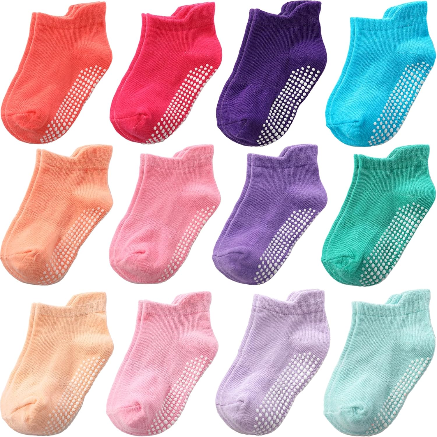 Baby Toddle Socks Grip Non Slip Boys Girls Cotton Socks 12 Pack for Kids Ankle C...