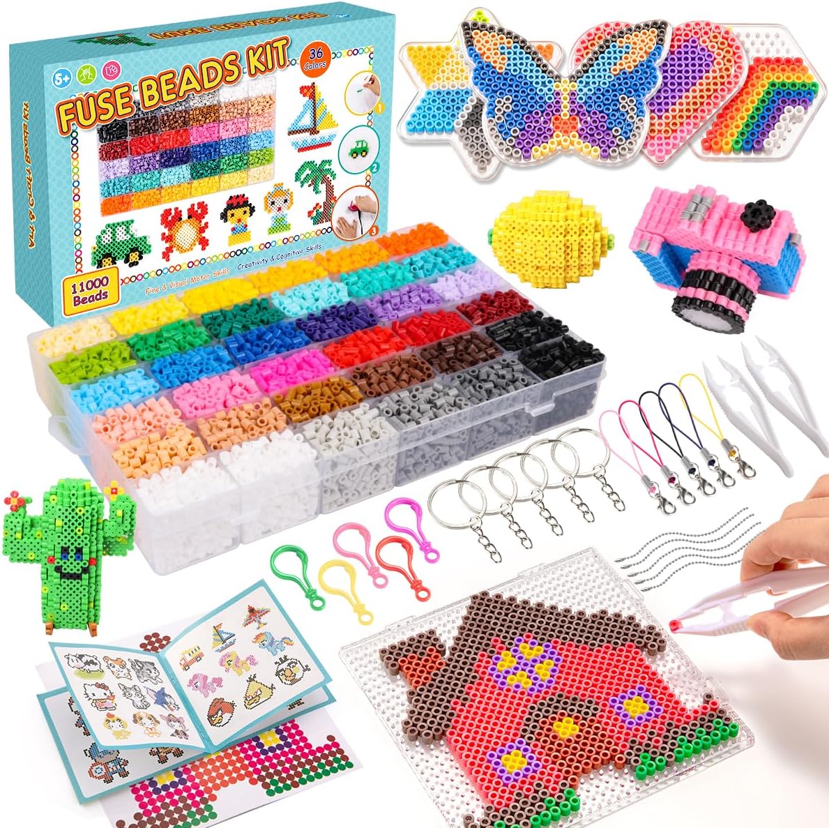 Meland Fuse Beads Kit - 11,000 pcs 36 Color Beads for Craft for Girls Age 5-12 Y...