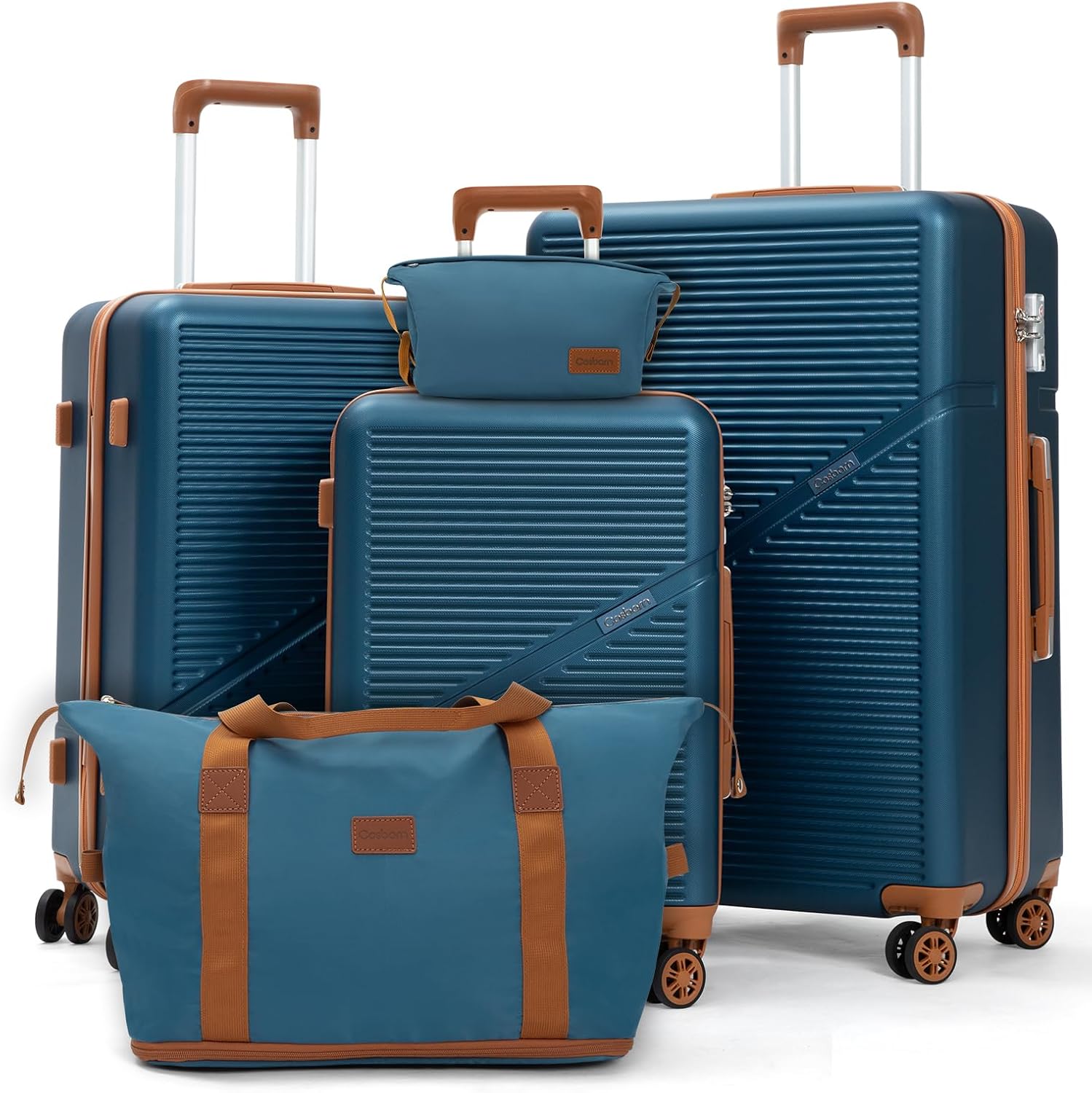 5-Piece Luggage Set 22x14x9 Airline Approved, ABS Hard Case Suitcases with Spinn...