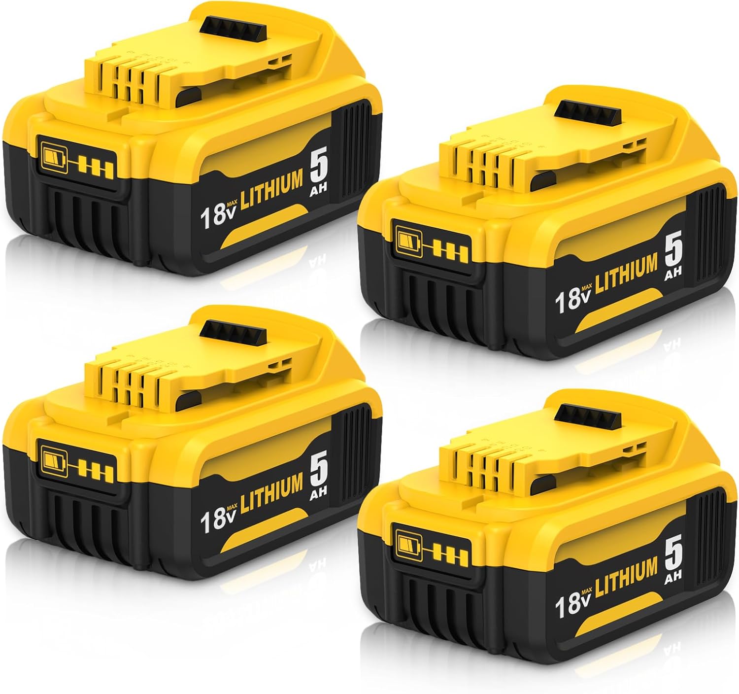 TOPBATT 4pcs 5000mAh replacement for Dewalt battery 18V DCB180 DCB181 DCB182 DCB...