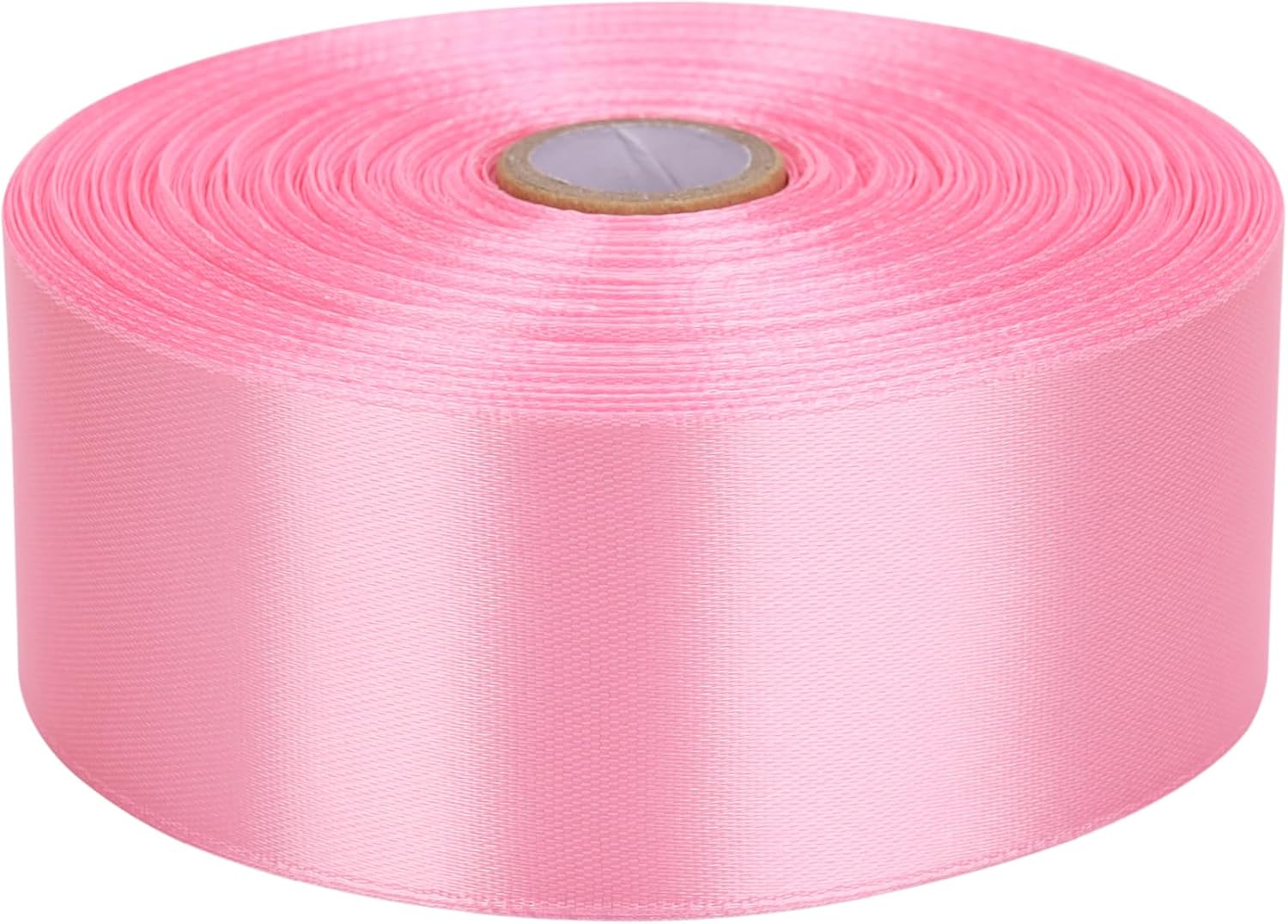 1-1/2 inch Pink Satin Ribbon 50 Yards Solid Fabric Ribbons Roll for Wedding Invi...