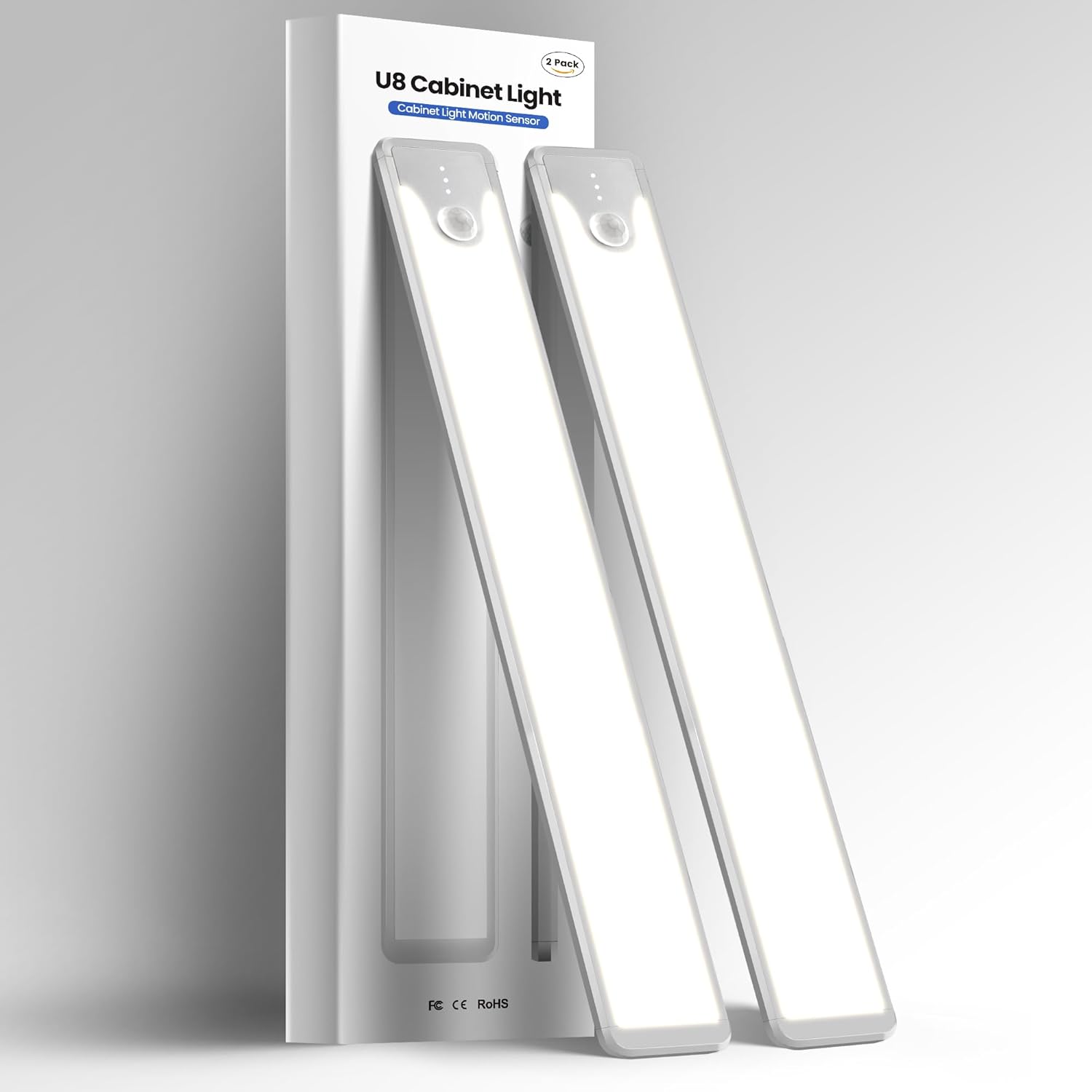 Homelist Under Cabinet Kitchen Lights, 2 Pack Rechargeable Motion Sensor Under C...