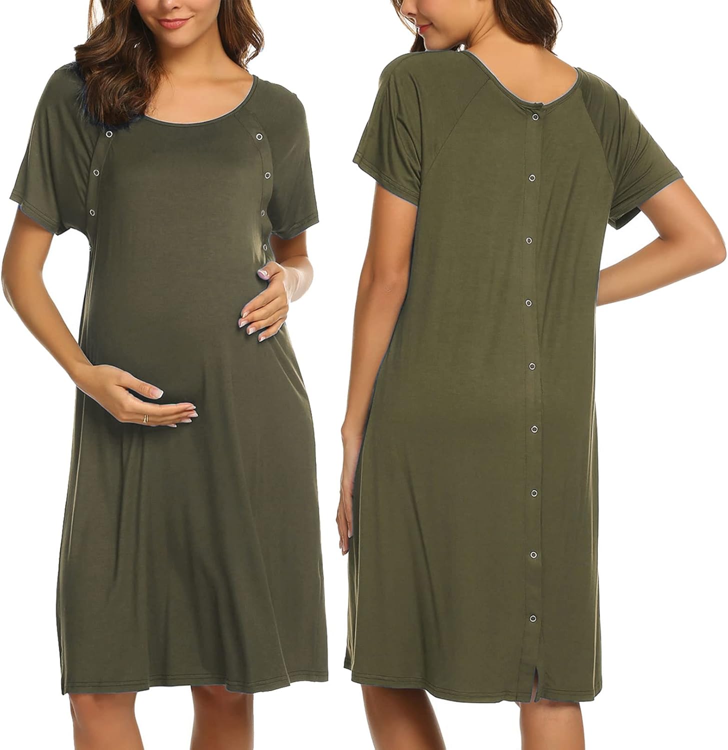 Ekouaer Women’s Nursing/Delivery/Labor/Hospital Nightdress Short Sleeve Maternit...