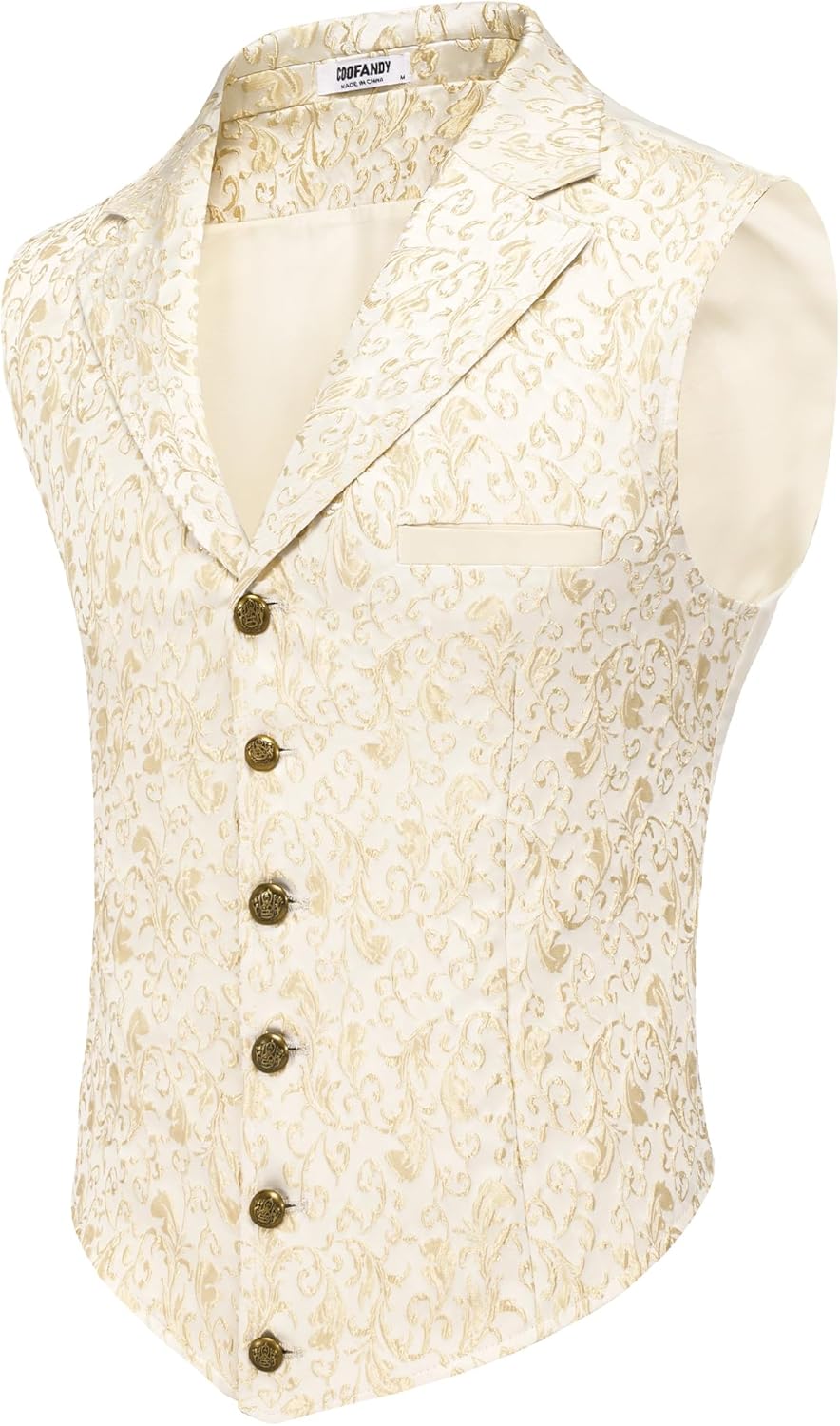 COOFANDY Mens Suit Vest Paisley Floral Victorian Vests Gothic Steampunk Formal W...