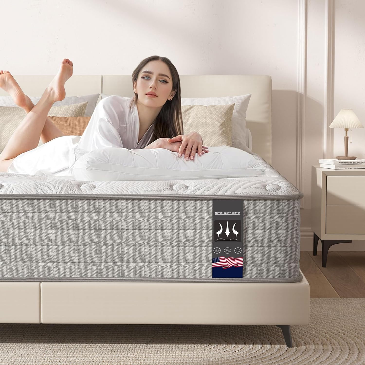 Queen Mattress 12 inch, Medium Firm Hybrid Mattress with Cooling Gel Memory Foam...