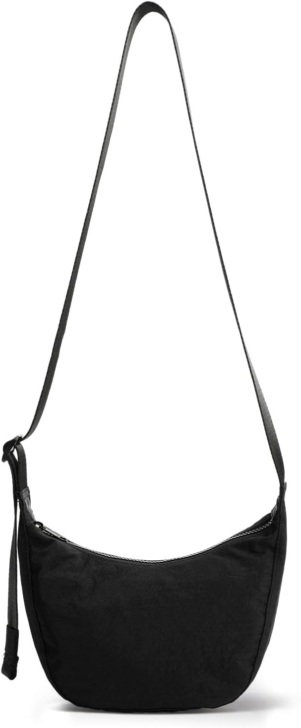 Nylon Crescent Bag - Casual Shoulder Crossbody with Adjustable Strap & Dual Inte...
