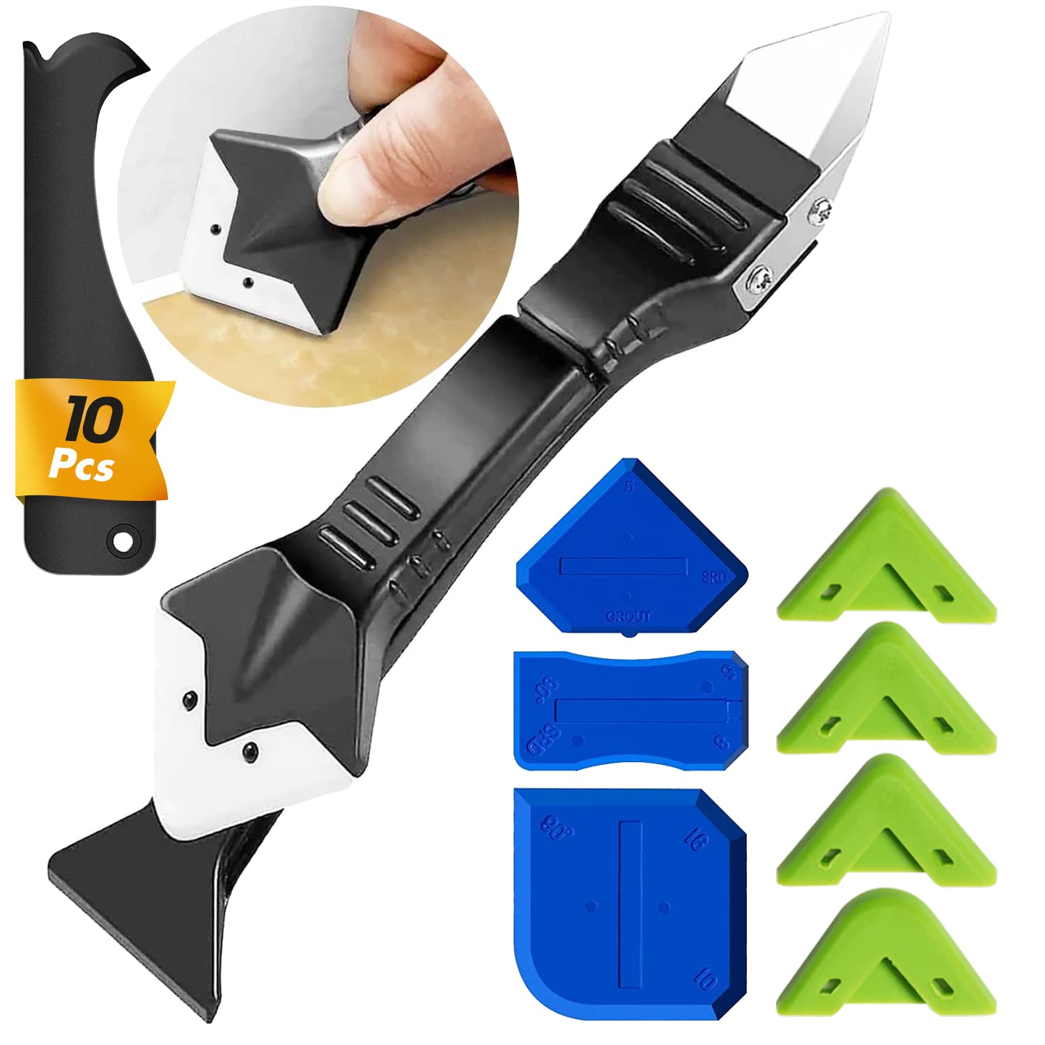 FOLAI Silicone Remover Tool, Sealant Grout Finishing Tool with 3-in-1 Silicone C...