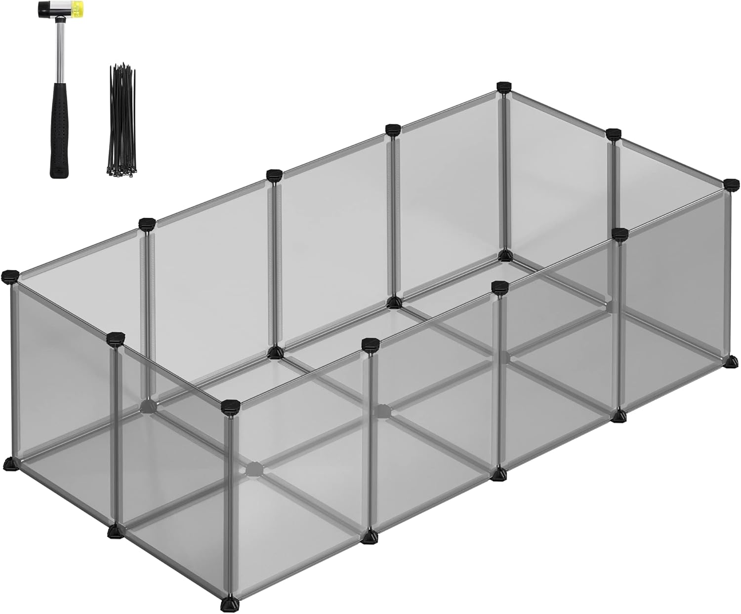SONGMICS Pet Playpen with Floor, Small Animal Enclosure, DIY Plastic Cage, Indoo...