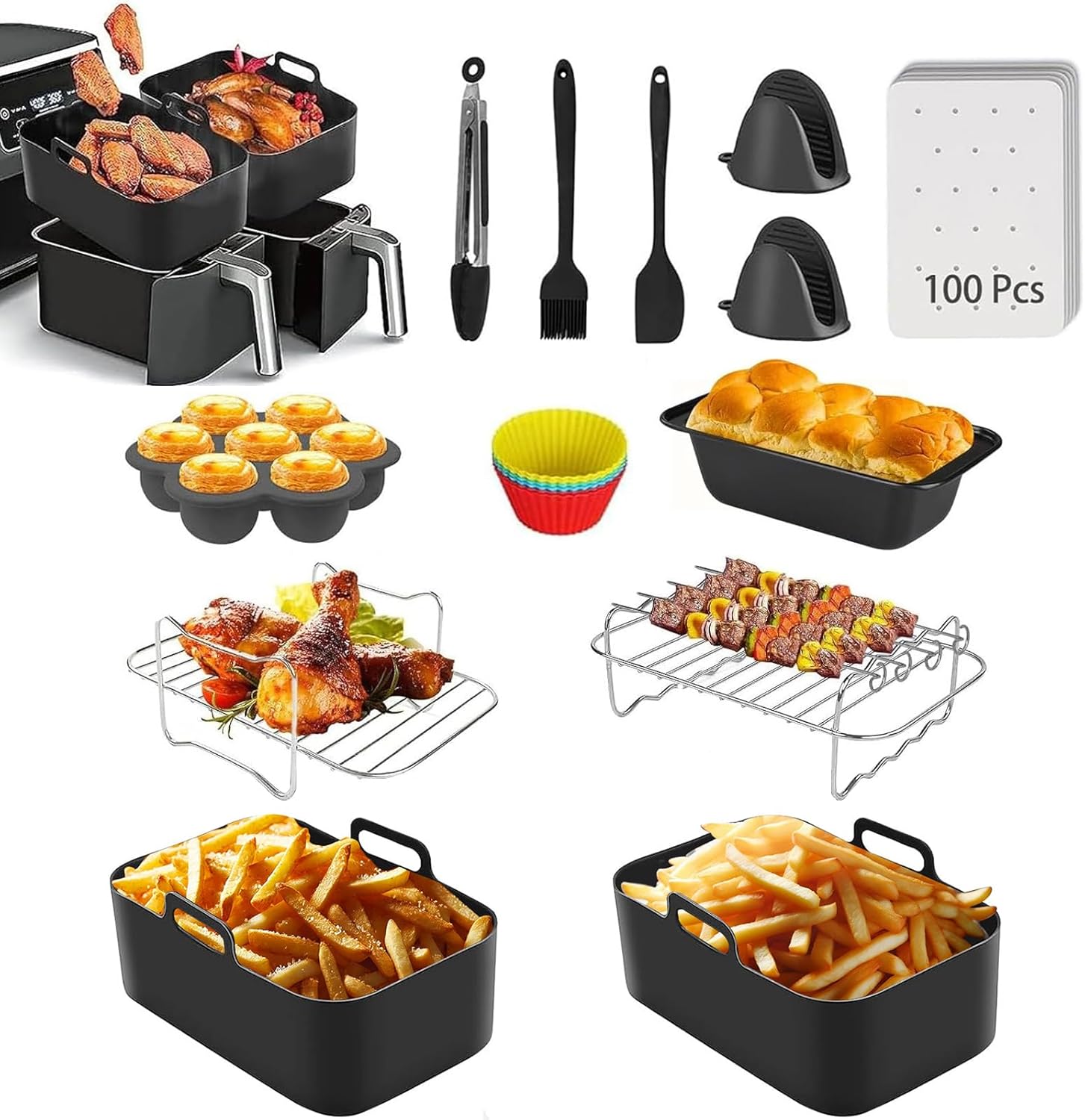 Air Fryer Accessories, 18 Pcs for Ninja Foodi AF300UK, AF400UK & Other 7.6L-9.5L...