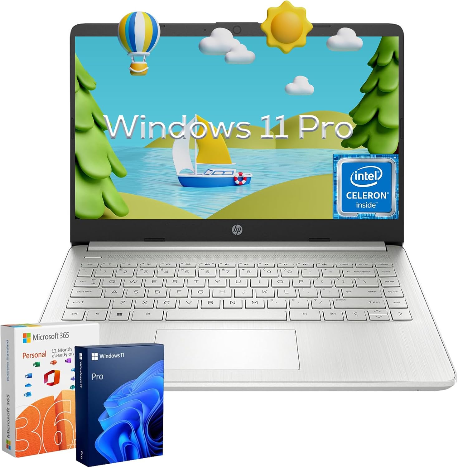 HP Ultra-Thin Everyday Laptop Notebook - Windows 11 Pro & 1-Year Microsoft 365,...