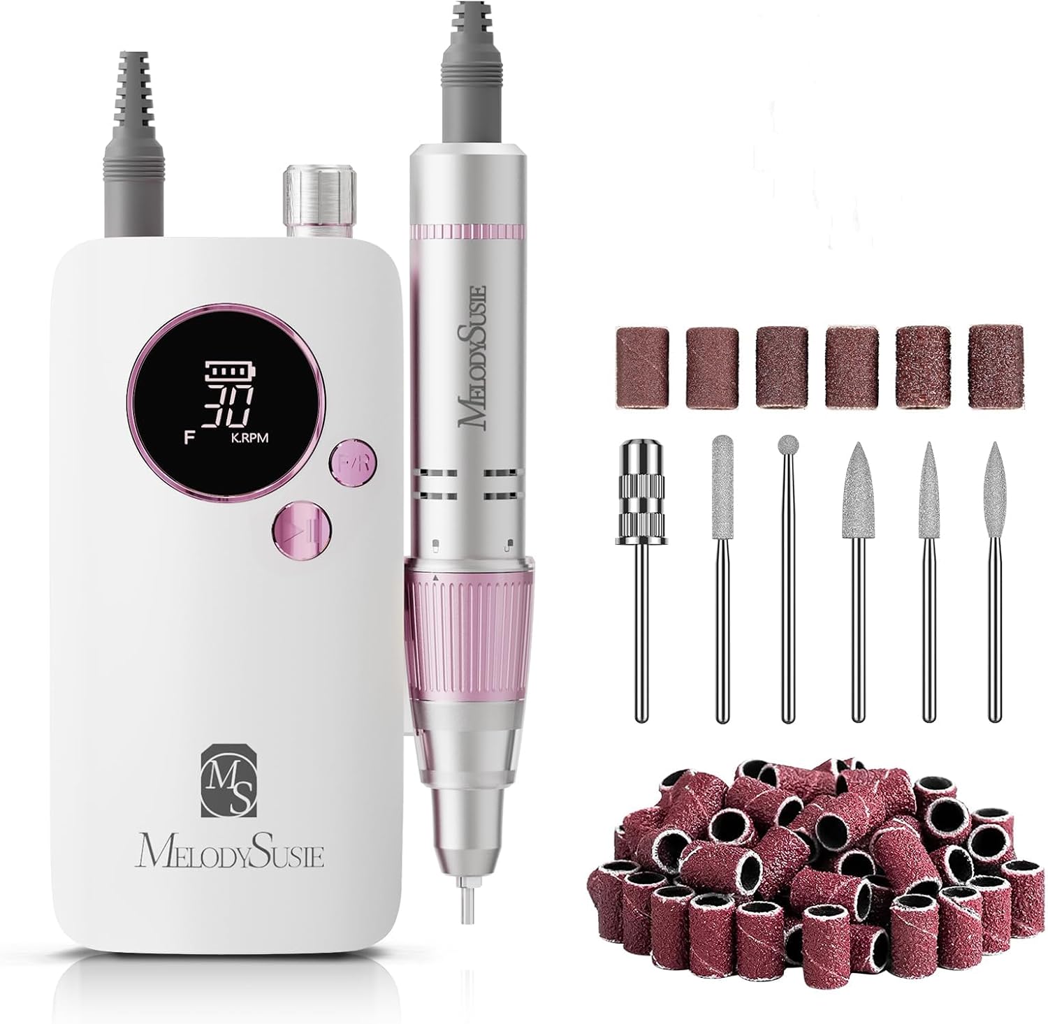 MelodySusie Electric Nail File 30000 RPM,SC320F Professional Rechargeable Nail D...