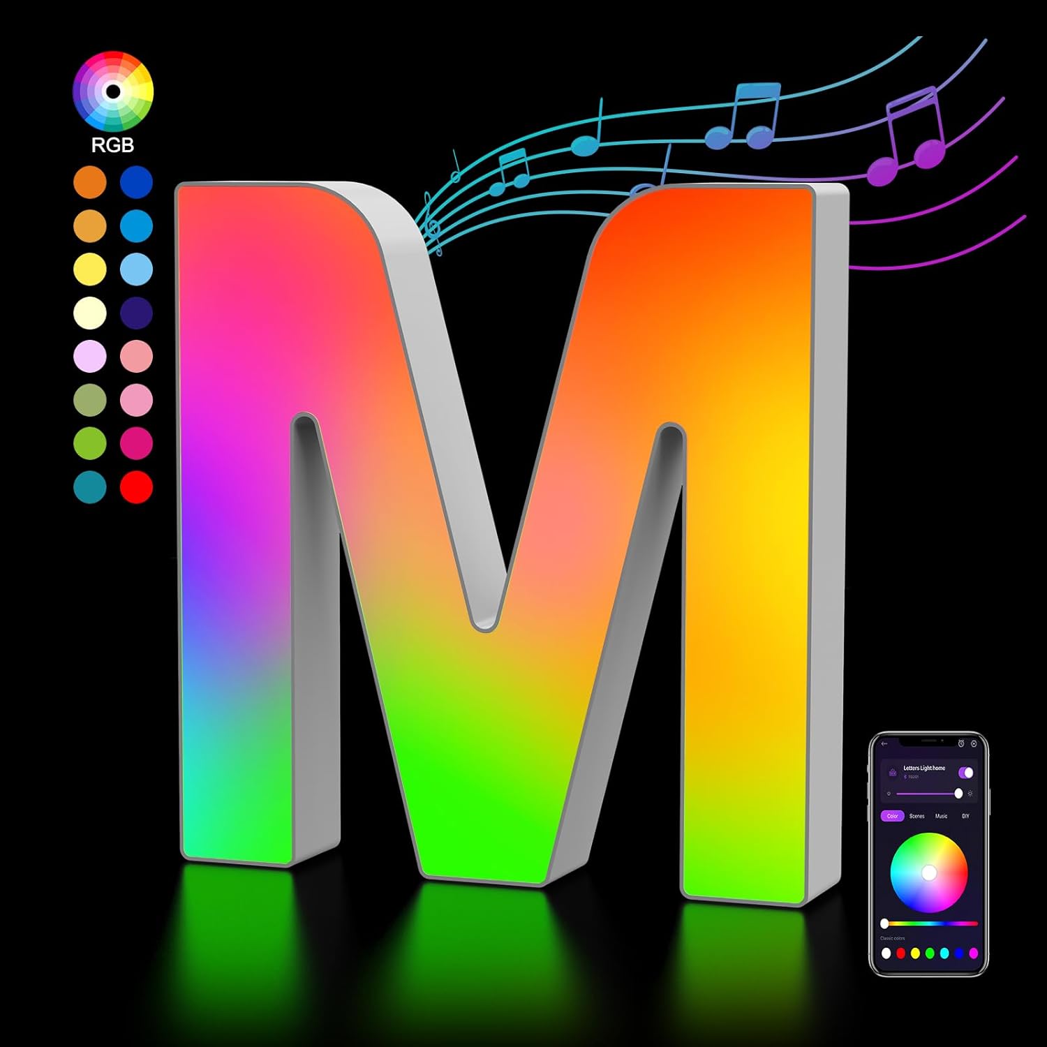 Light Up Letters USB Powered, LED Letter Lights Color Changing Alphabet Sign Gif...