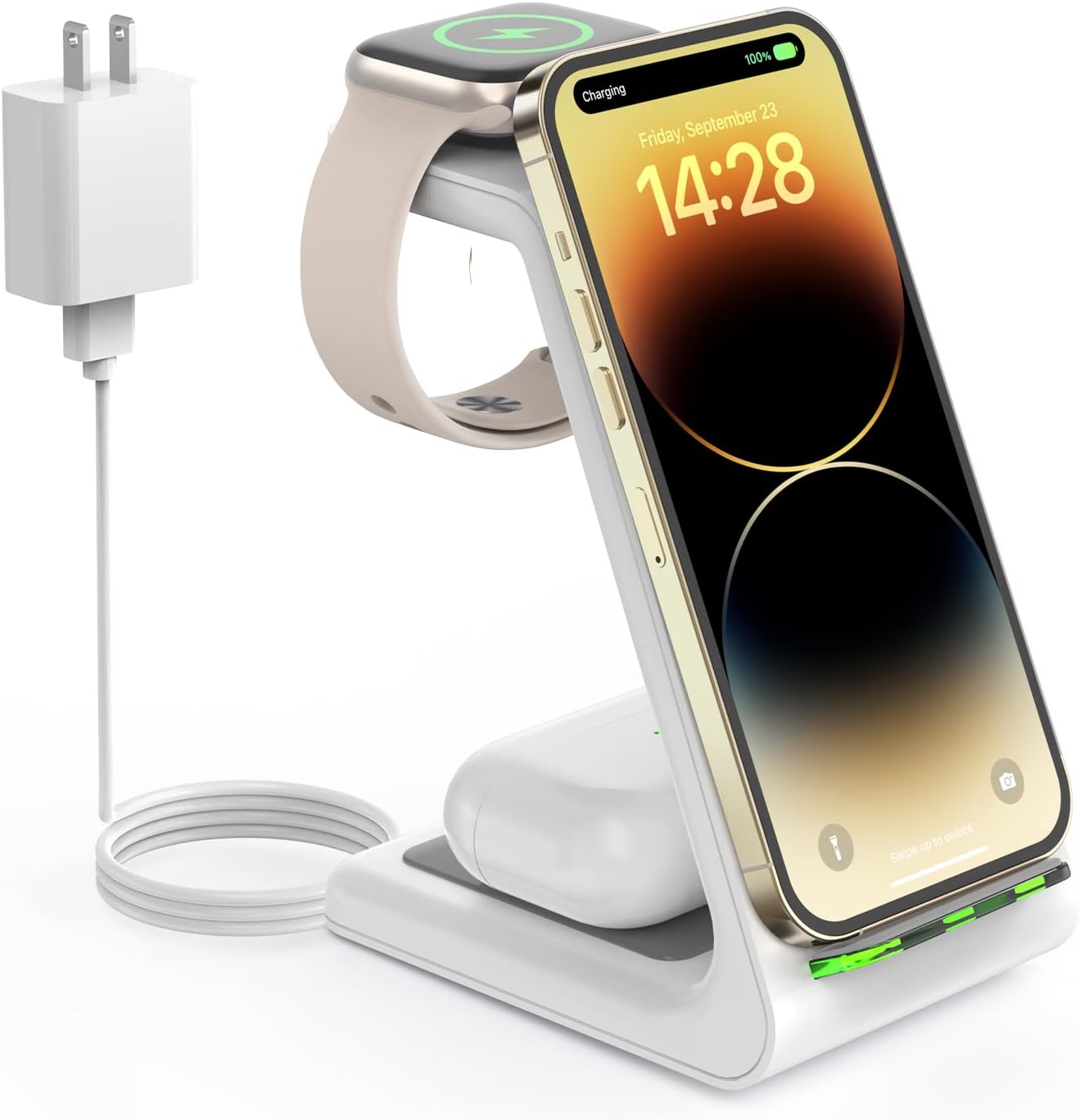 Wireless Charging Station for Apple - 3 in 1 Wireless Charger Stand Dock Watch a...