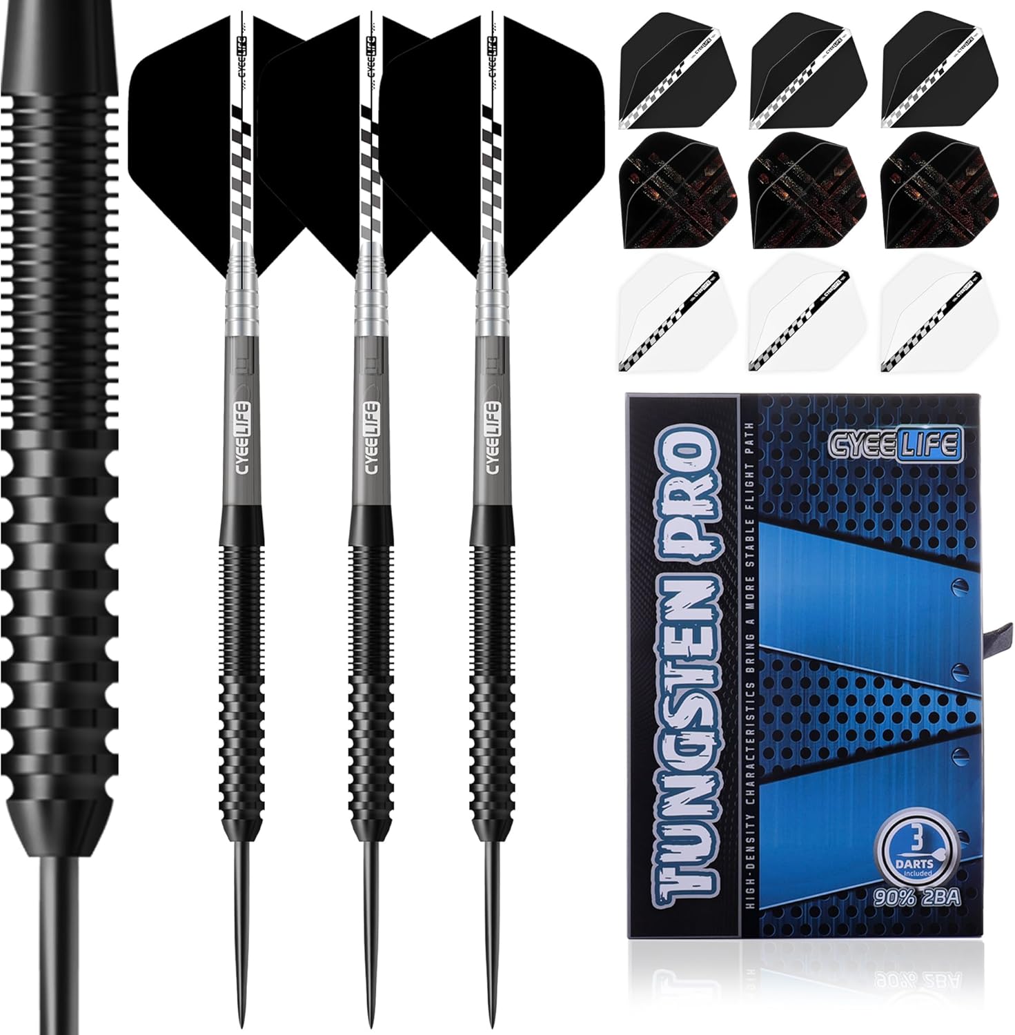 CyeeLife Tungsten Darts 23g Steel Tip,Steel Tip Darts Set with PC Shafts + Tungs...