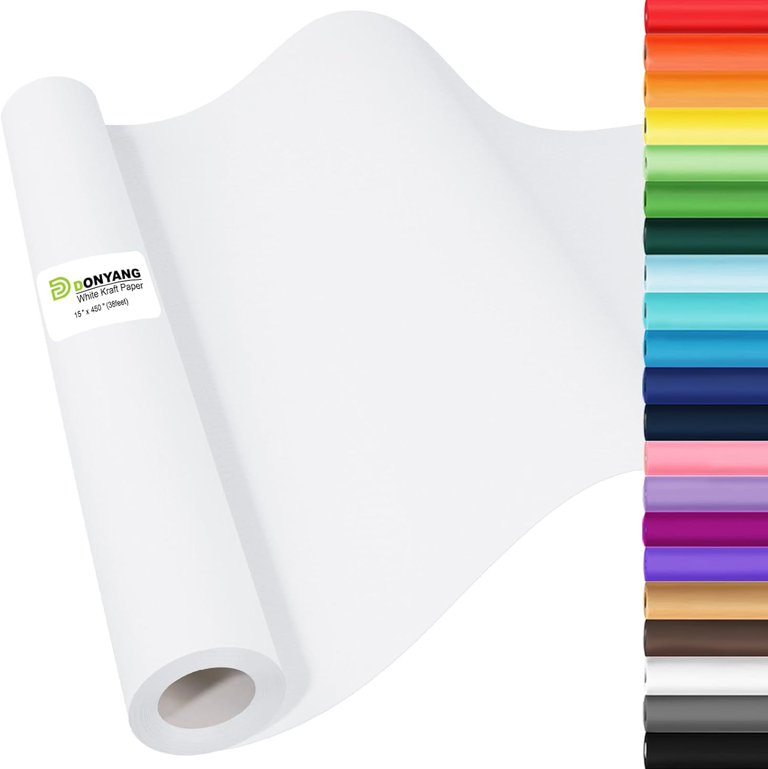 White Wrapping Paper Craft Paper Kraft Paper Roll 15" x 450", Bulletin Board Pap...