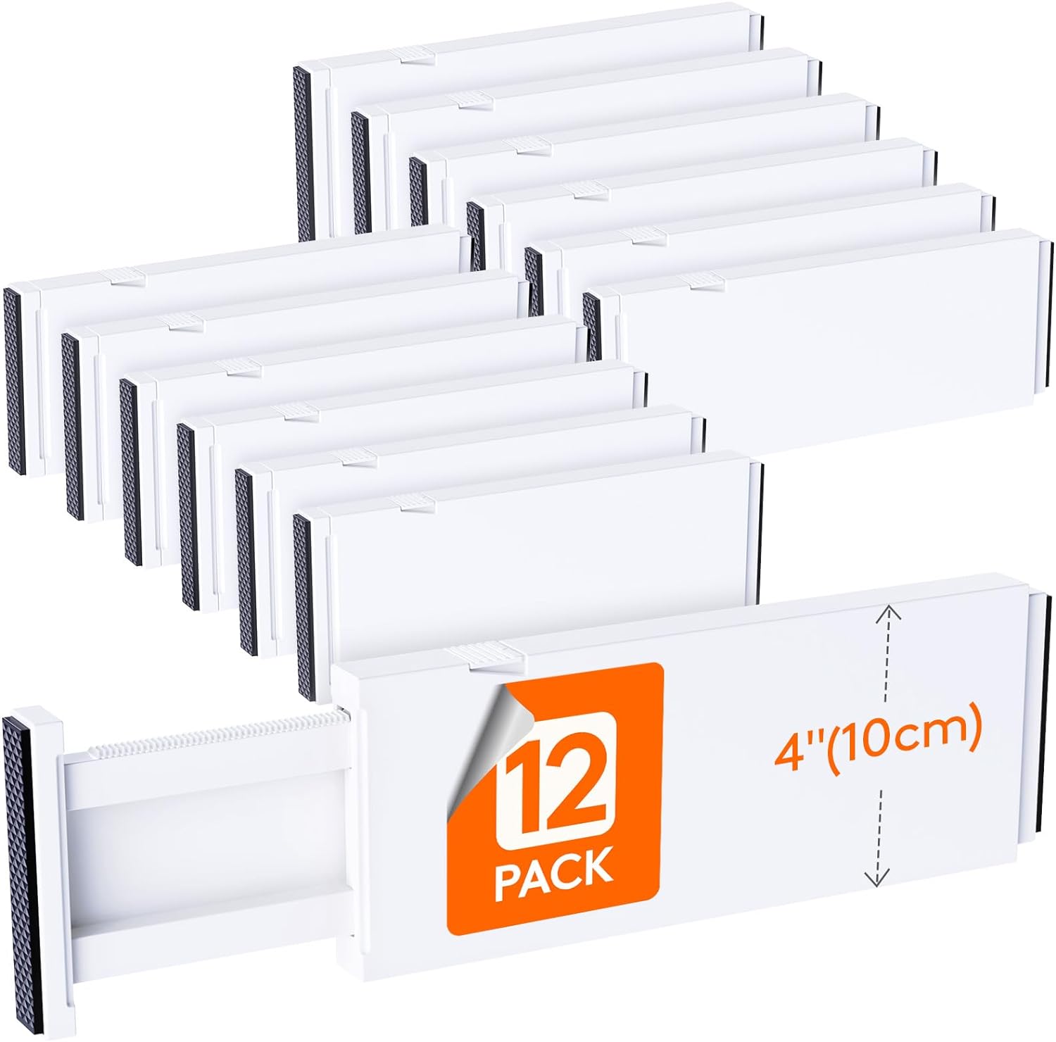 Lifewit 12 Pack Drawer Dividers Plastic 4" High, 11-17" Adjustable Drawer Organi...