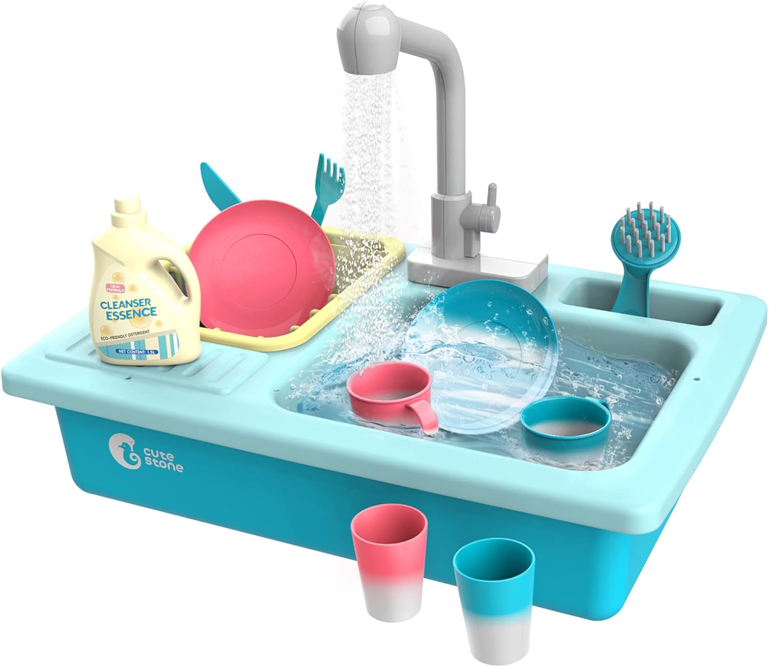 CUTE STONE Color Changing Kitchen Sink Toys, Children Electric Dishwasher Playin...