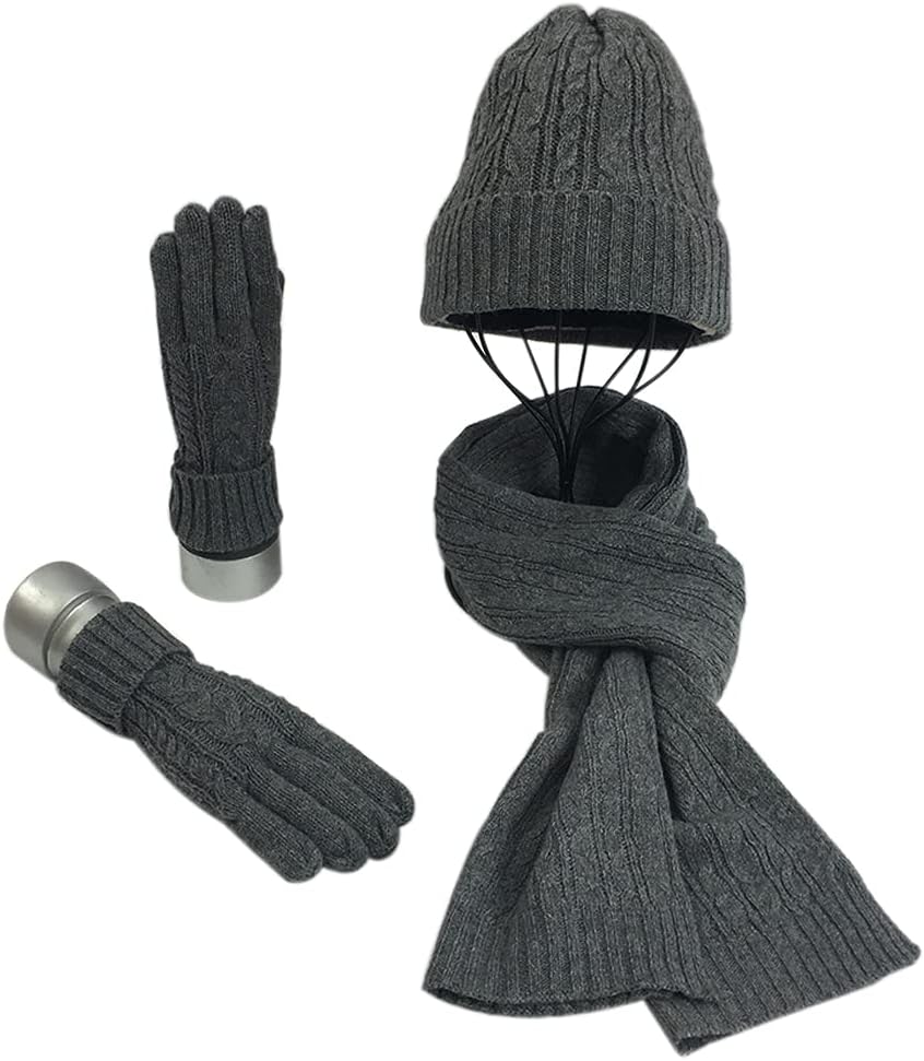 Warmiehomy Hat Gloves Scarf Set for Women Ladies Soft Warm Knitted Beanie Cap Lo...