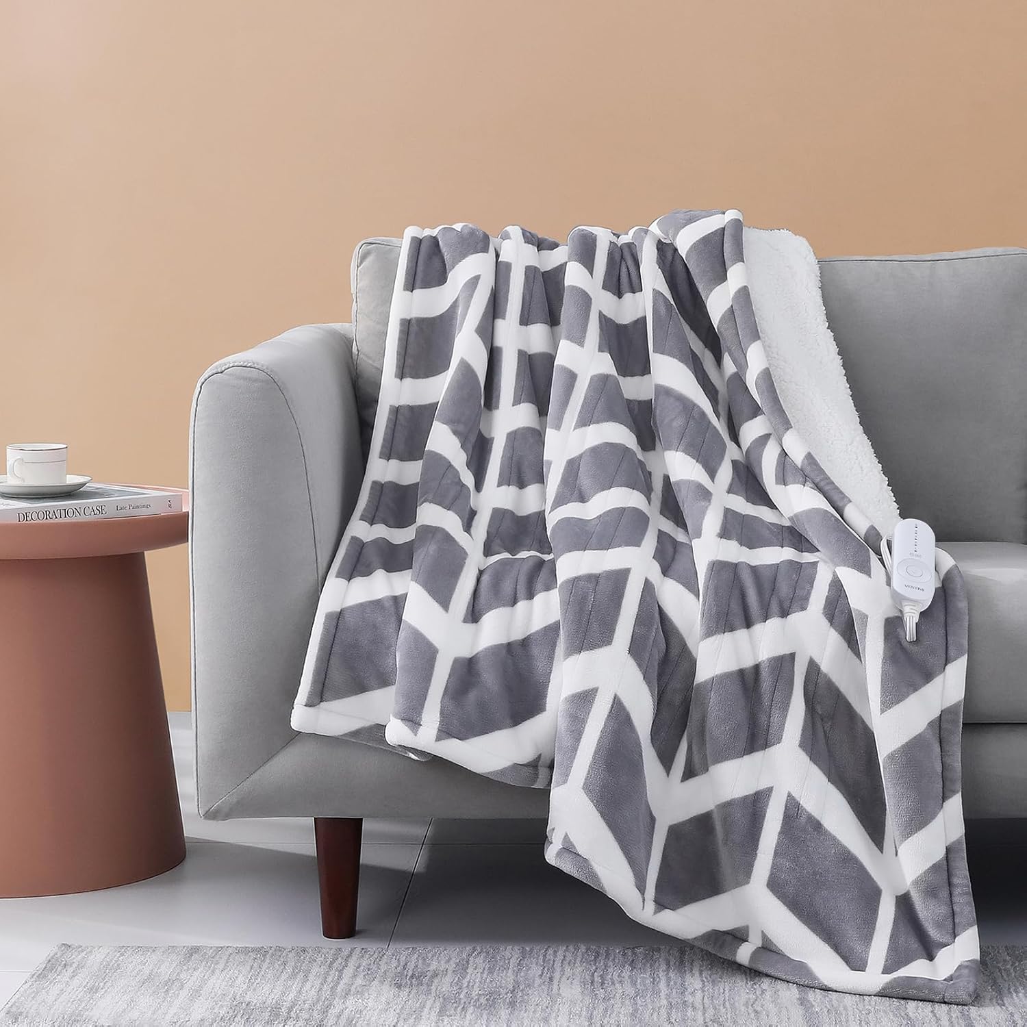 VENTIMI Electric Blanket Heated Throw, 50" x 60" Heated Blanket with 5 Heat Leve...
